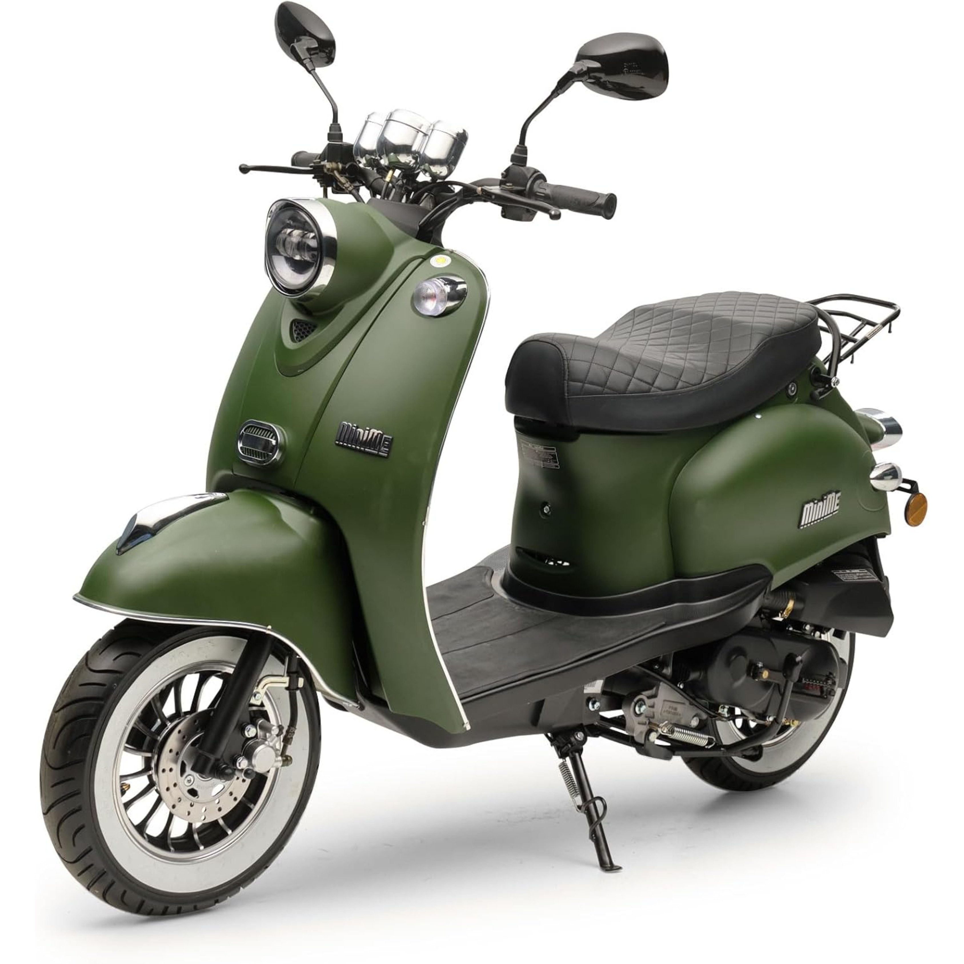 Burnout Motorroller MiniMe 2.0 Mattschwarz, 50 ccm, 45 km/h, Euro 5, Unverwechselbares Retro Design, Mofa