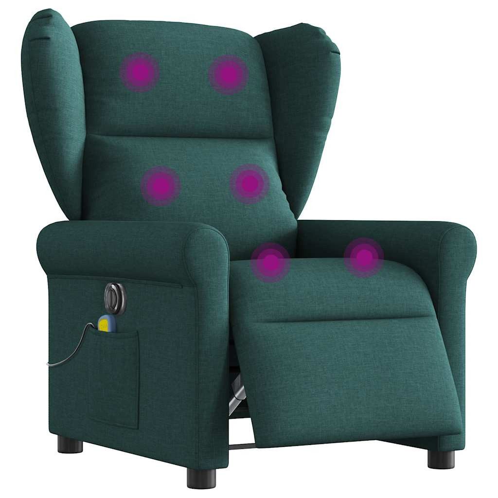 vidaXL Sessel Massagesessel Elektrisch Dunkelgrün Stoff günstig online kaufen