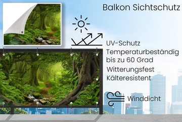 MuchoWow Balkonsichtschutz Dschungel - Grün - Natur - Tropisch - Pflanzen (1-St) Balkonbanner, Sichtschutz für den Balkon, Robustes und wetterfest