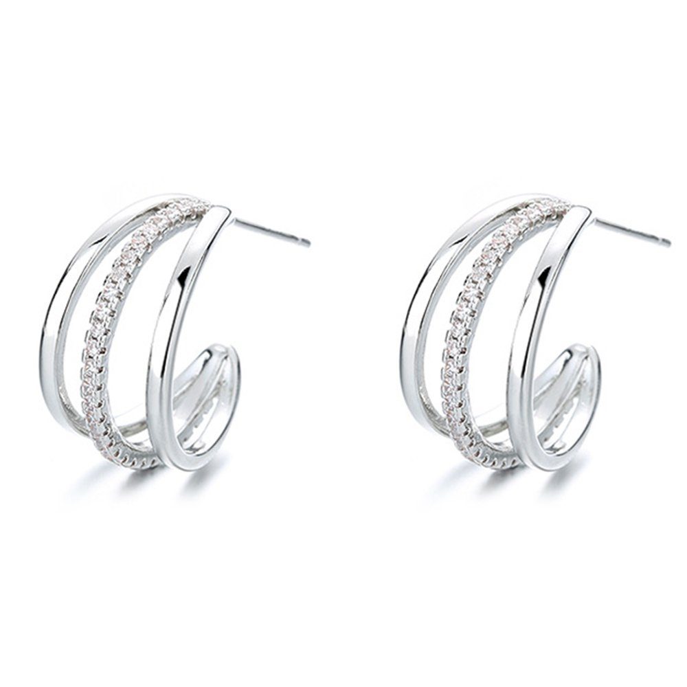 Haiaveng Paar Ohrhänger C-förmige Reif-Ohrringe, mehrschichtige Ohrringe aus dreifachem Draht, Schmuck Geschenk für Freundin, Schwester, Tochter