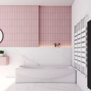 duschspa Badewannenaufsatz 130x140cm rechts Faltwand ESG Glaswand Trennwand mit weißen Streifen, Einscheibensicherheitsglas, Sicherheitsglas, (Set), Glas