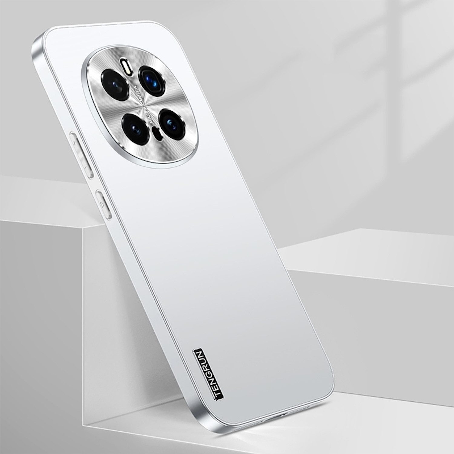Wigento Handyhülle Für Honor Magic 7 Pro Feinmattes Metall Optik Design Case Hülle Silber, Mikro-frostige Metallic-Lackierung, stilvolles Design