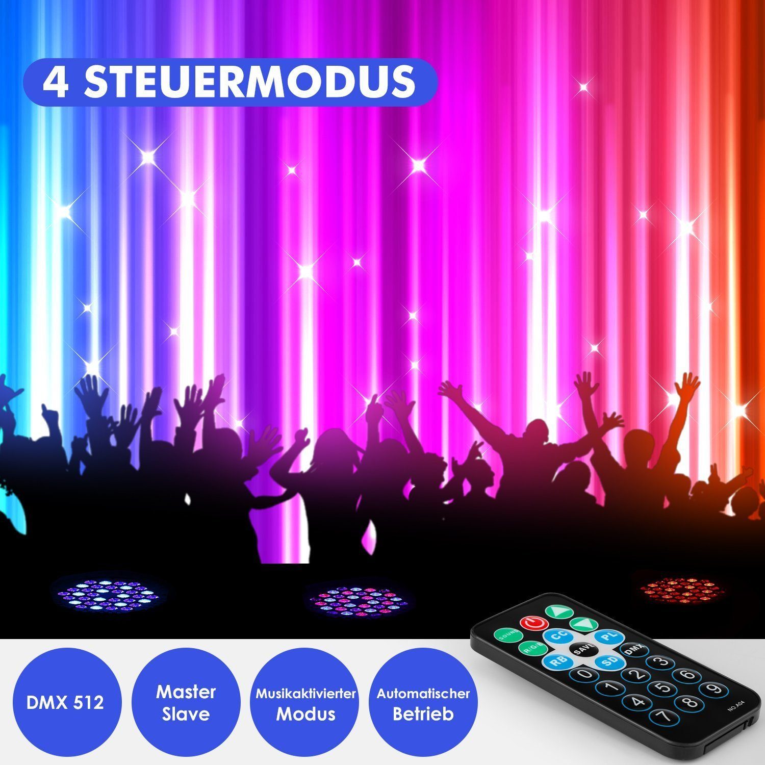 WILGOON LED Discolicht 36W Disco Partylicht DMX PAR Can Licht RGB Bühnenlicht Party DJ Show, LED fest integriert, RGB, 36 LEDs RGB Bühnenlicht, Discolicht Schei – Bild 3 von 5