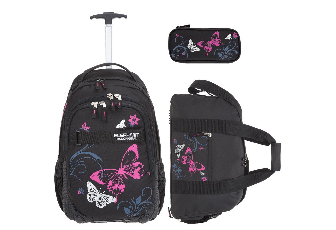 ELEPHANT Schulrucksack Schultrolley Trolley Hero Signature Schulrucksack (3 Teile Set), Rucksacktrolley Schule Rucksack Trolly, Sporttasche, Mäppchen Box +tsm