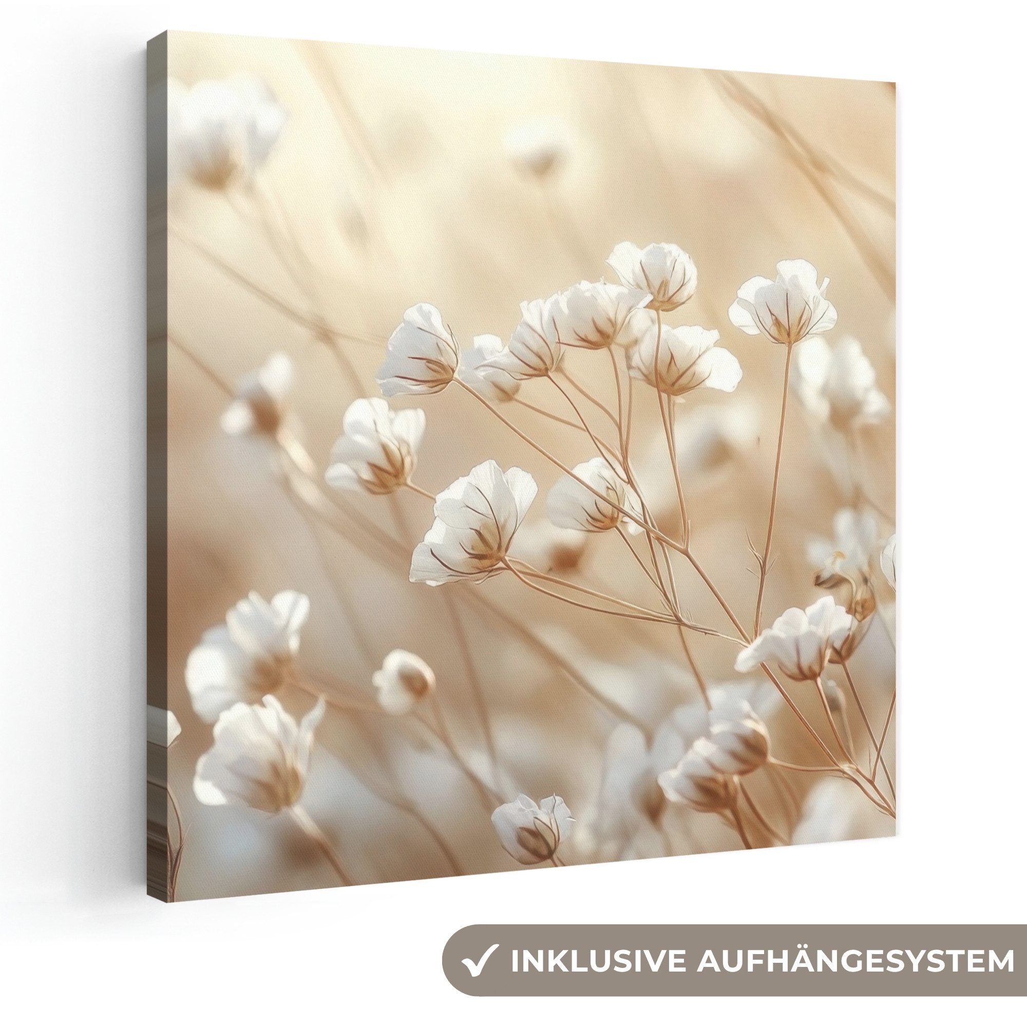 OneMillionCanvasses® Leinwandbild Wild - Blumen - Weiß, Fotodruck (1 St), Wandbild, Deko Schlafzimmer Wohnzimmer Flur 20x20 cm