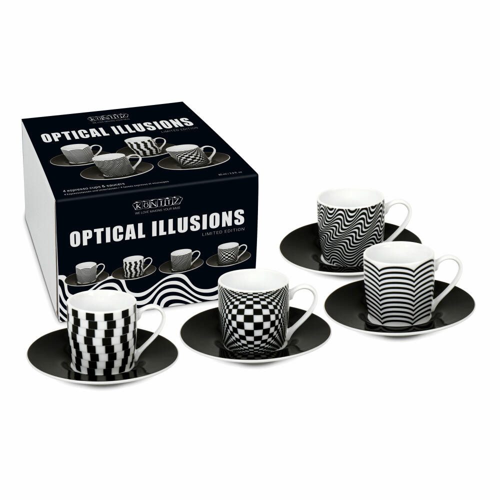 Könitz Espressotasse 4er Set Optical Illusions, 85 ml, 4-tlg., Porzellan