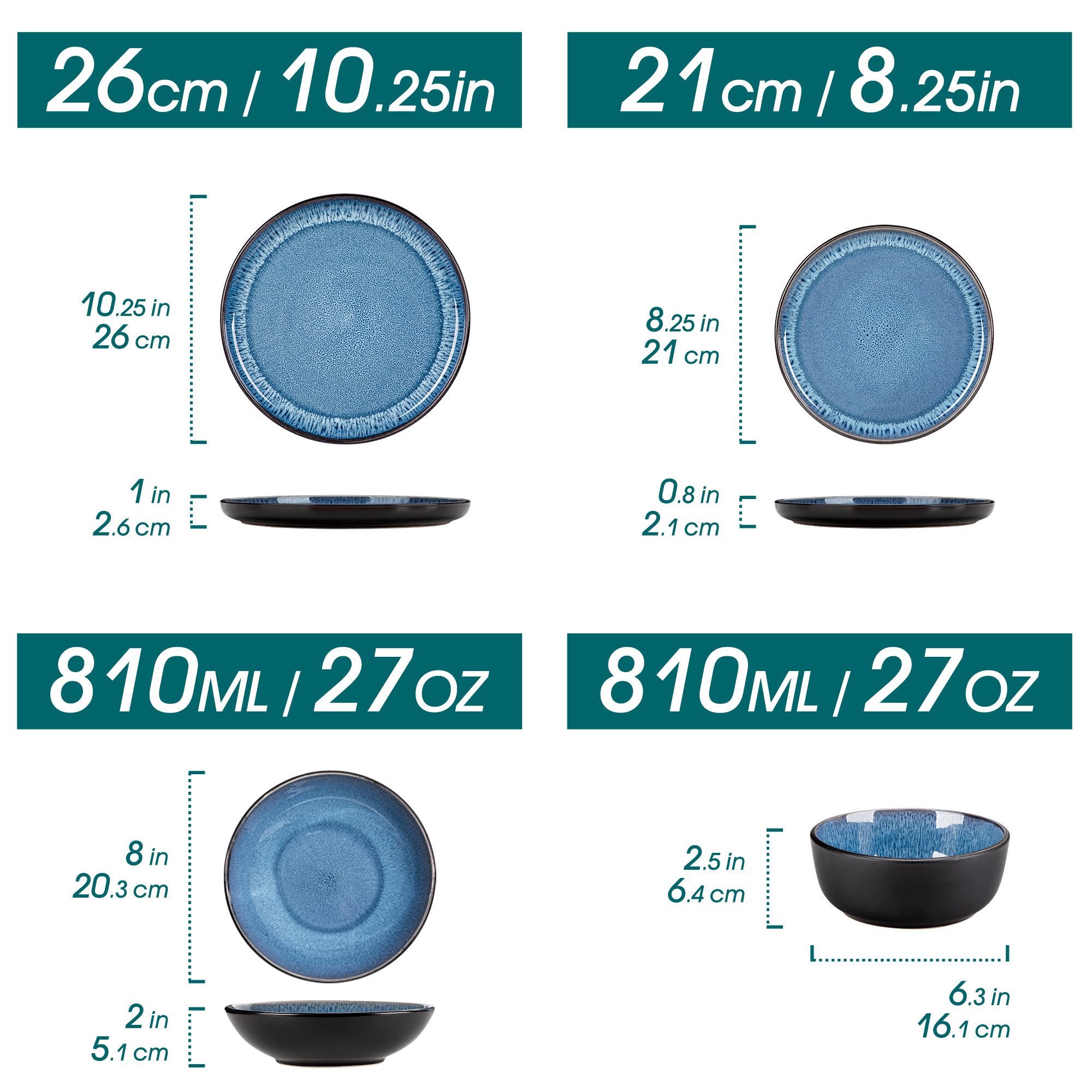 vancasso Geschirr-Set 12/16-tlg Tafelservice für 4, Steingut Geschirrset, Spülmaschinenfest (16-tlg), 4 Personen, Steingut