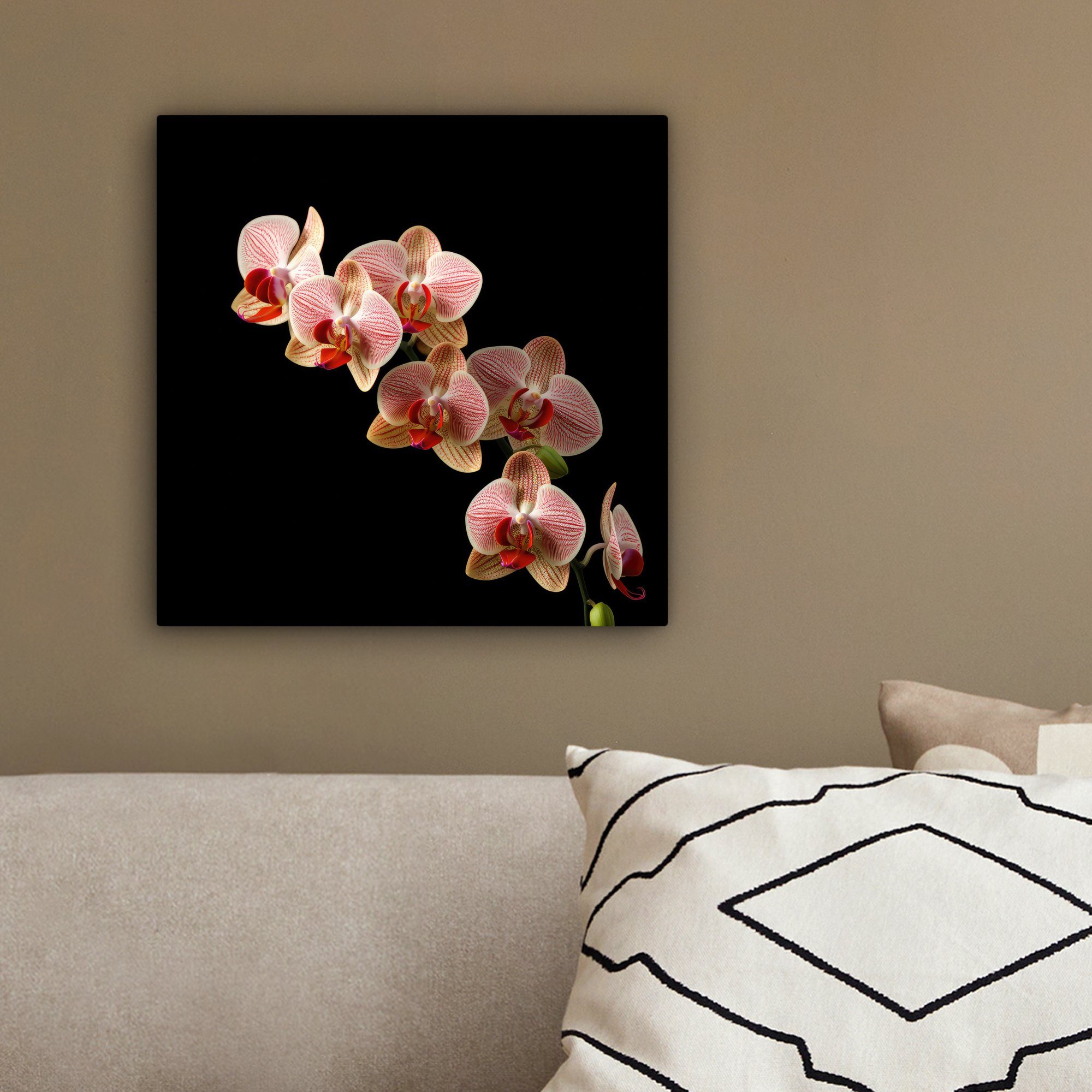 St), Wohnzimmer Rosa Leinwand - Blumen Natur, - Bilder 20x20 Leinwandbild (1 cm - - Schlafzimmer, OneMillionCanvasses® Orchidee für Botanisch