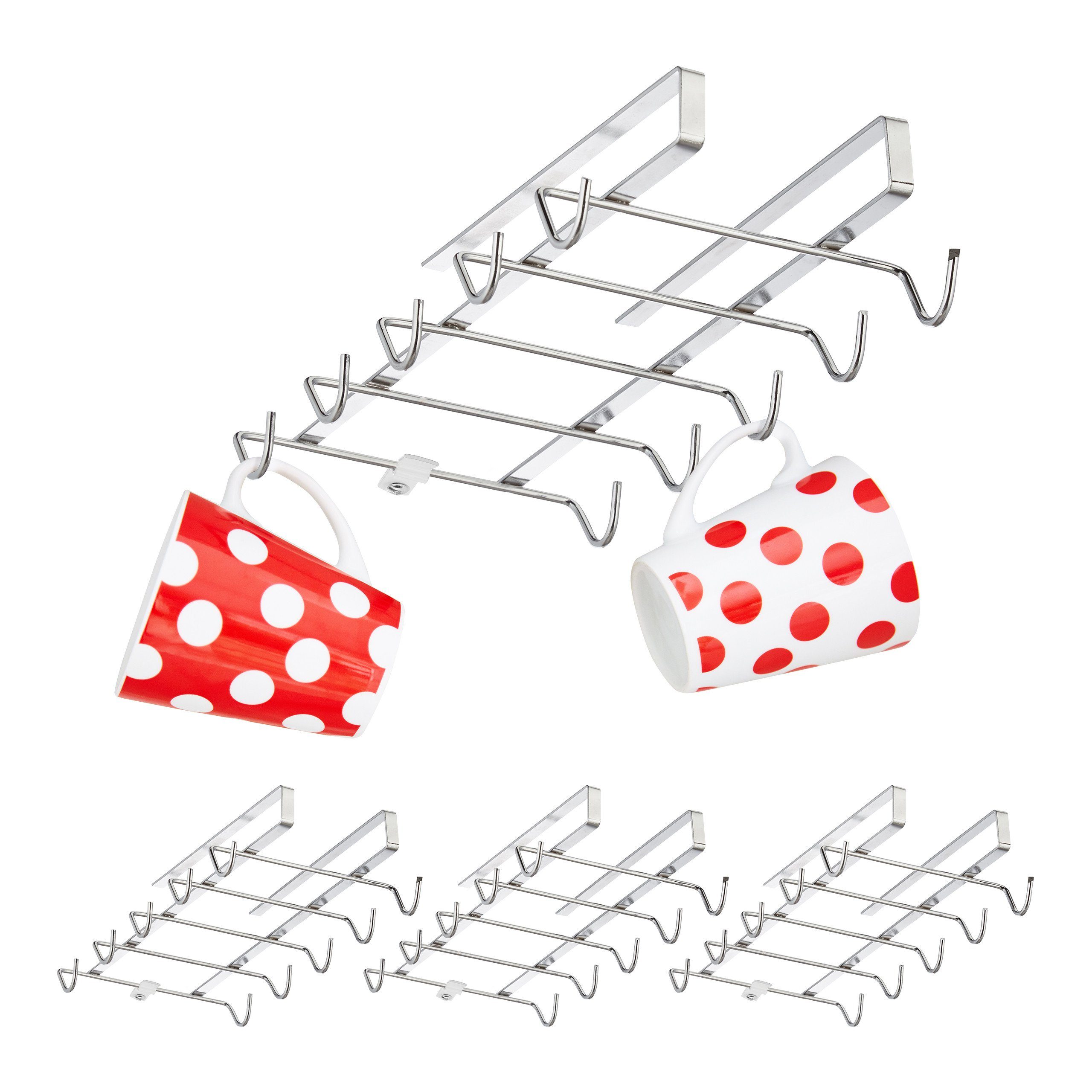 relaxdays Gläserhalter 4 x Tassenhalter Schrankeinsatz günstig online kaufen