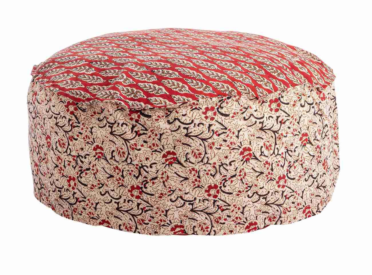 Feeling4Home Pouf Lorient aus Baumwolle, Rot