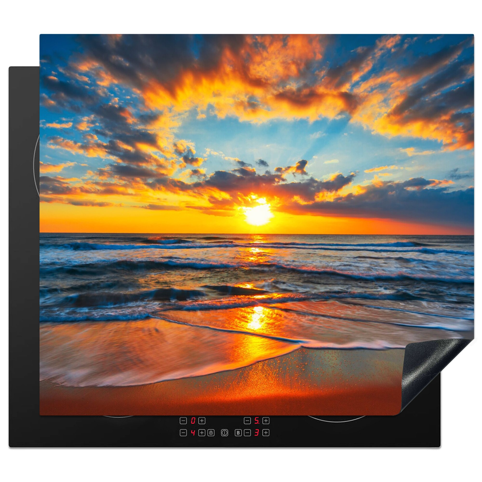 MuchoWow Herd-Abdeckplatte Sonne - Strand - Meer - Sonnenuntergang, Vinyl, (1 tlg), Küche Herdabdeckplatte Ceranfeld Vinyl Einteilig, 59x52 cm
