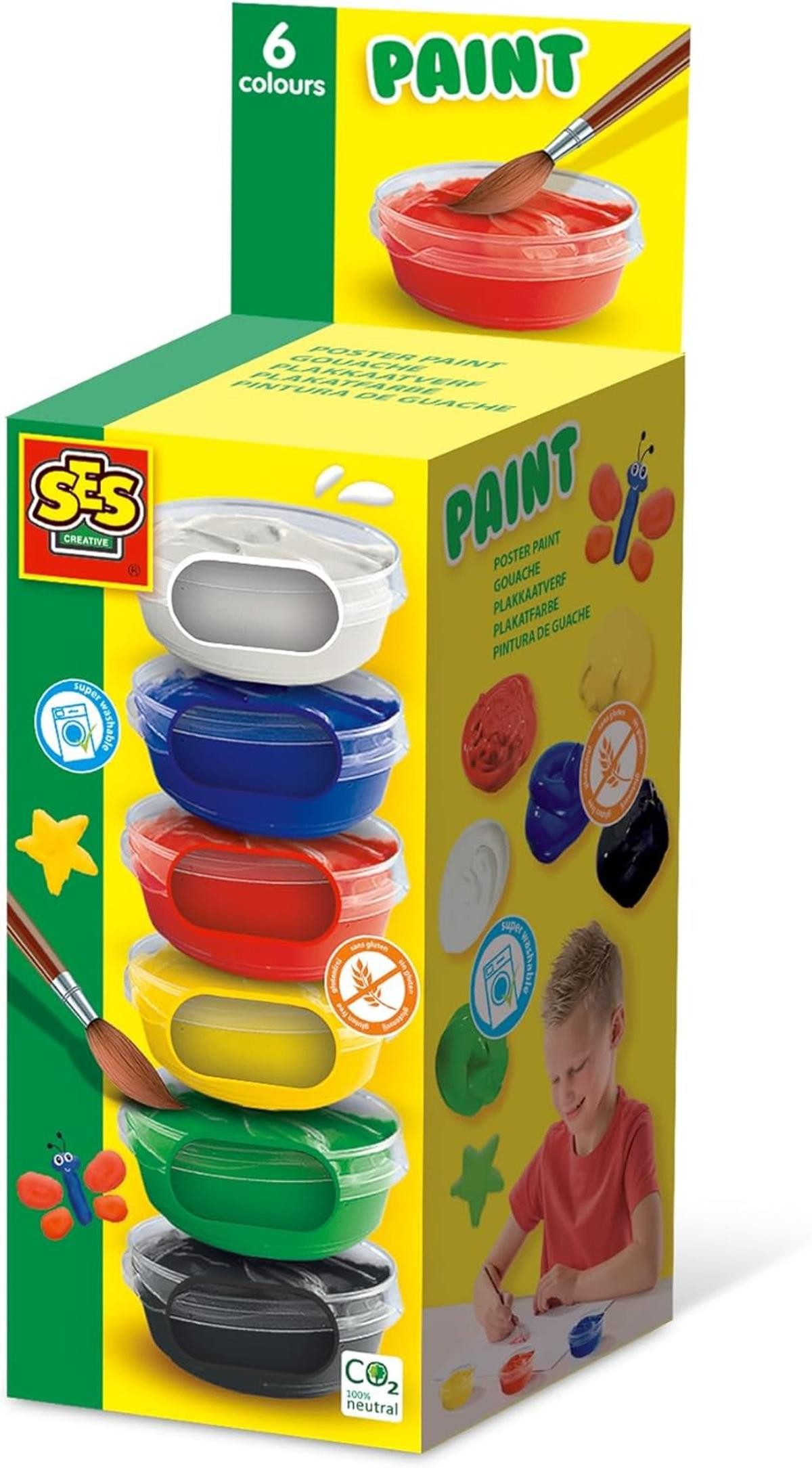 SES Bastelfarbe SES Creative 00381 Plakatfarbe Pg.= 6 x 45 ml diverse Farben malen 3+