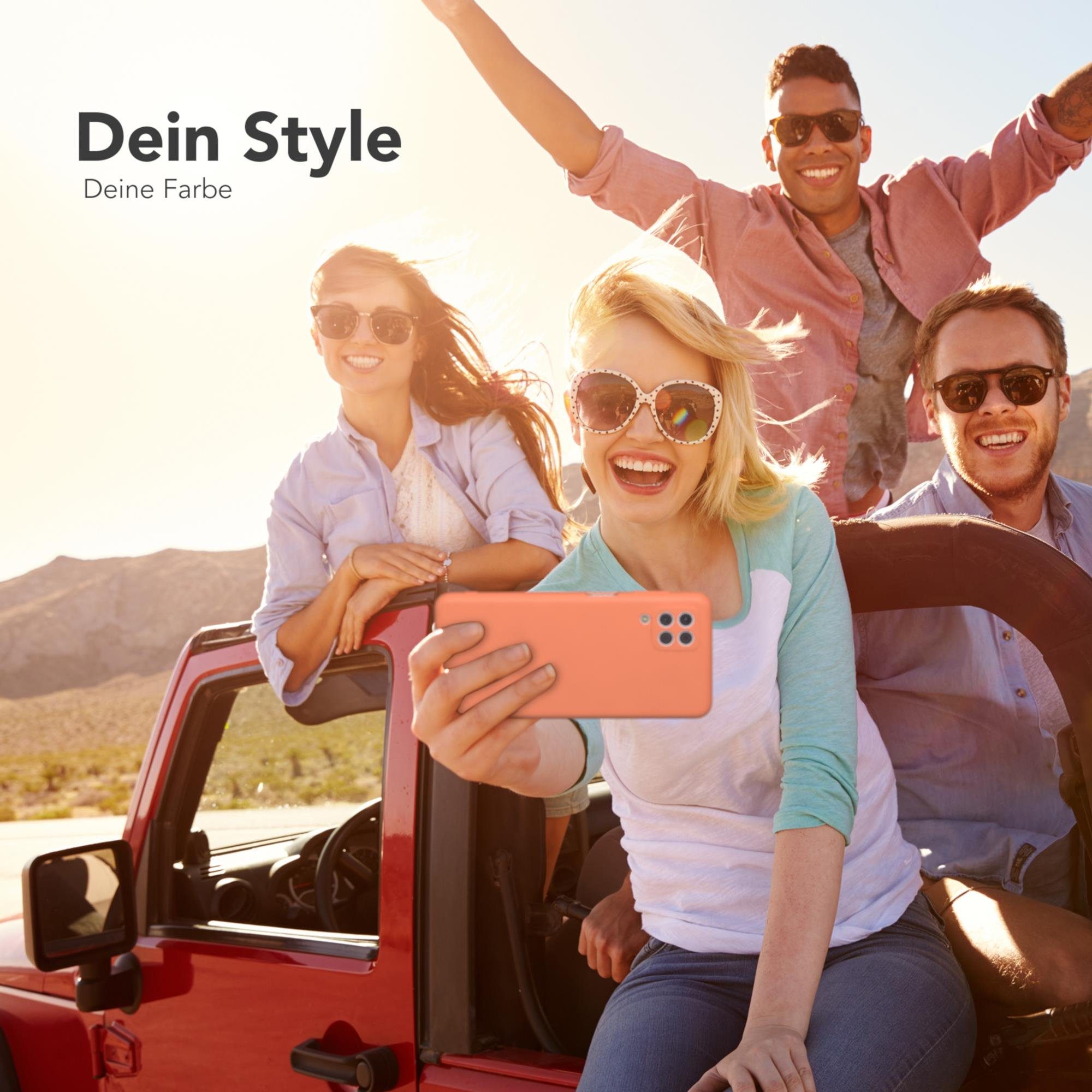 EAZY CASE Handyhülle für Samsung Galaxy M22 / M32 / A22 4G Hülle Silikon 6,4 Zoll, Schutzhülle mit Kameraschutz telefonhülle elastisch bumper tpu Orange