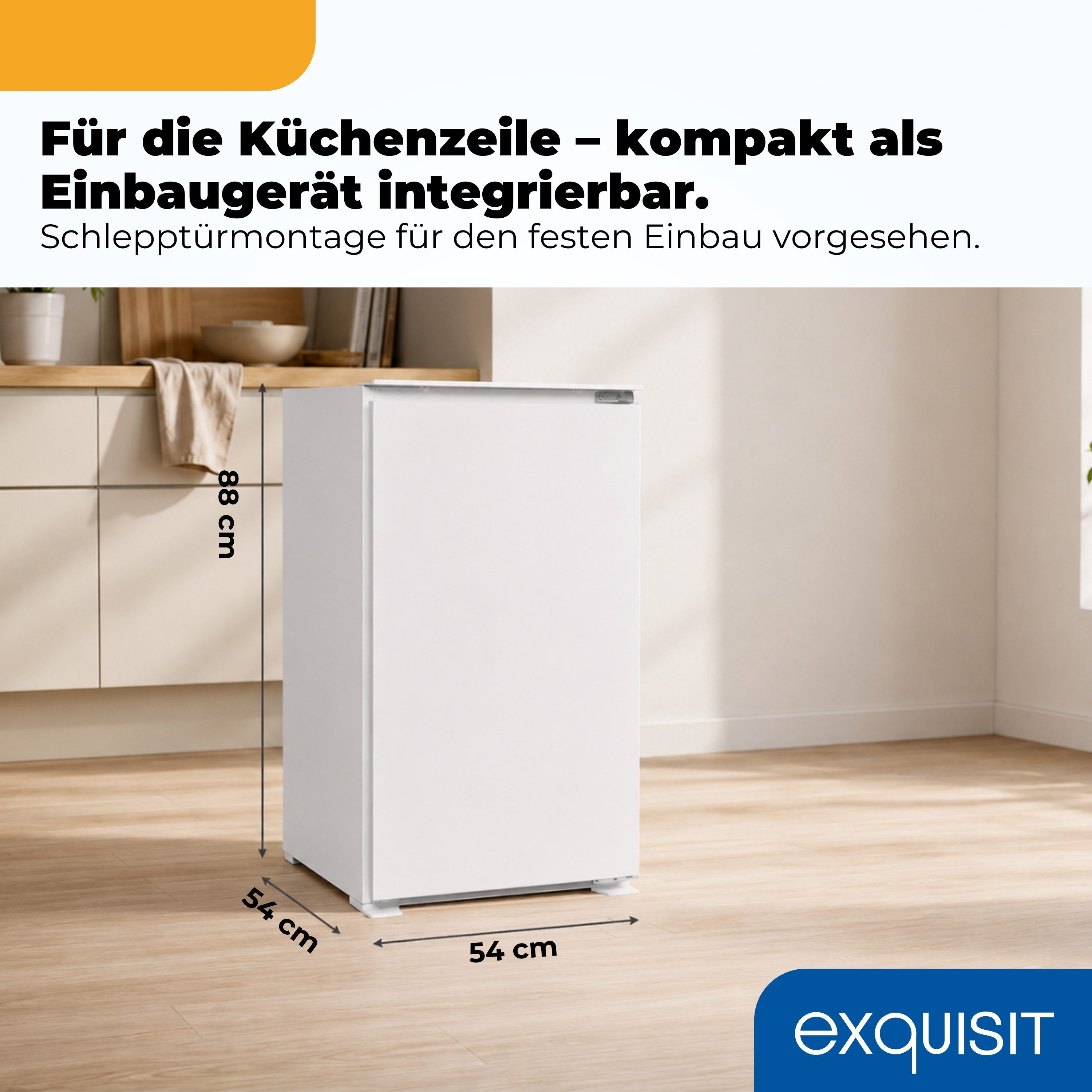exquisit Vollraumkühlschrank EKS131-V-040F, 88 cm hoch, 54 cm breit, 129 l Nutzinhalt, LED Beleuchtung, Energieklasse F, Geräuschklasse C – Bild 3 von 5