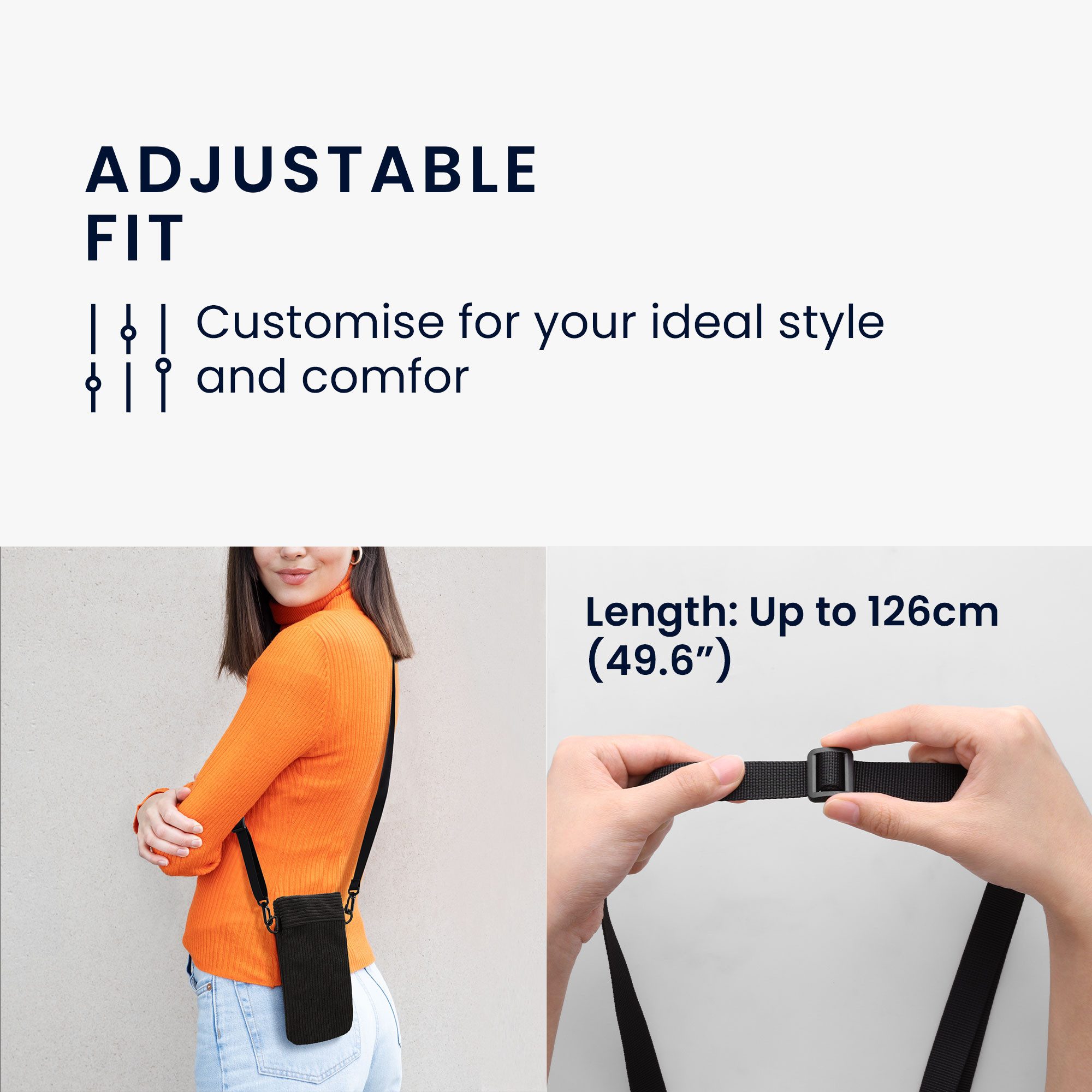kwmobile Etui Necklace Case für XXL - 7" Handyhülle, Hülle mit Band - Cord Cover - Schutzhülle in Schwarz