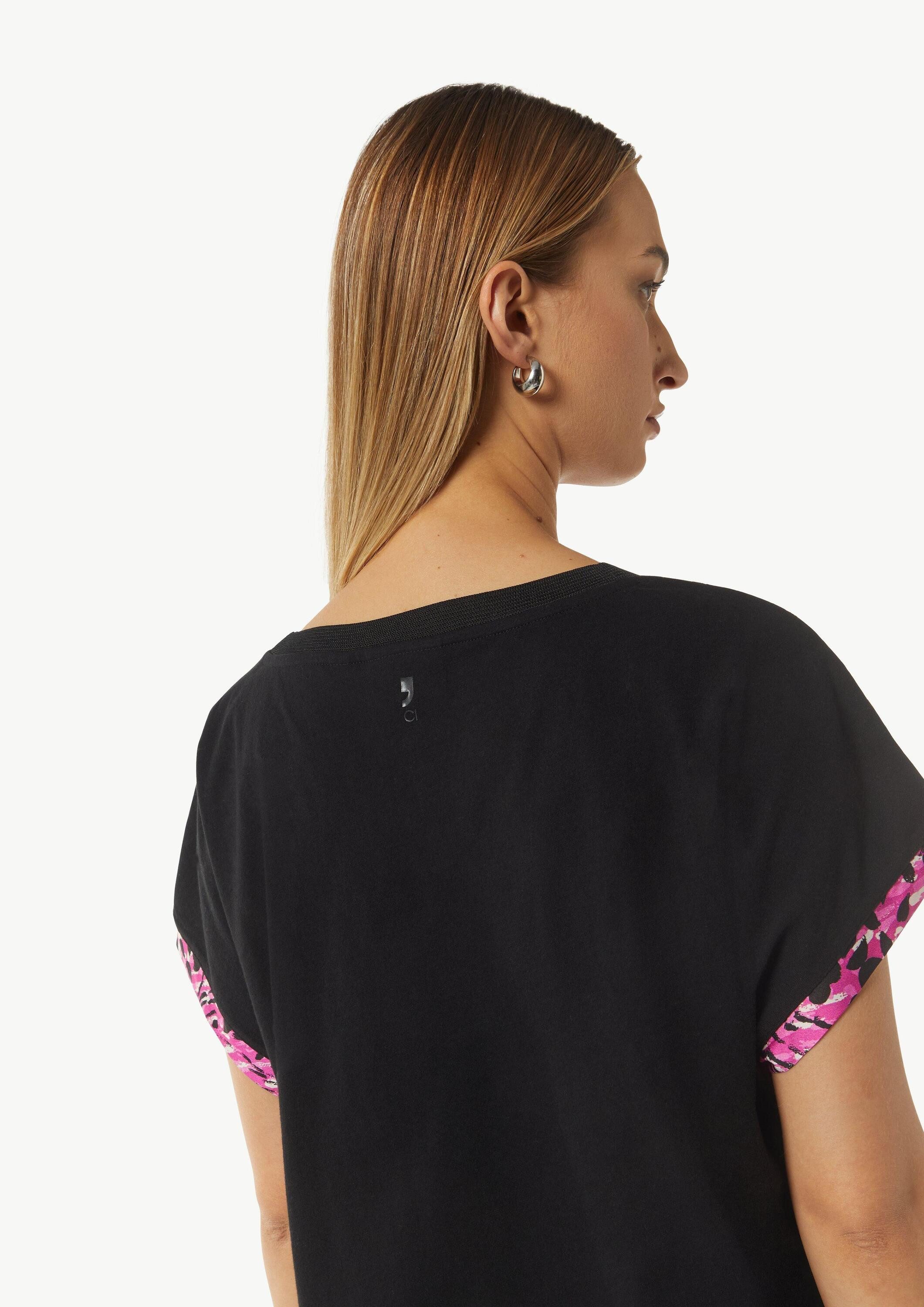 comma Kurzarmshirt T-Shirt Blusenshirt mit Frontprint