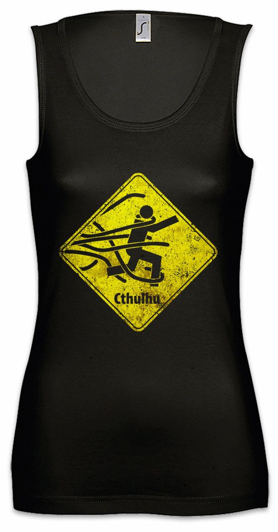 Tanktop Caution Cthulhu Sign Ärmelloses Damen T-Shirt Call Horror Arkham