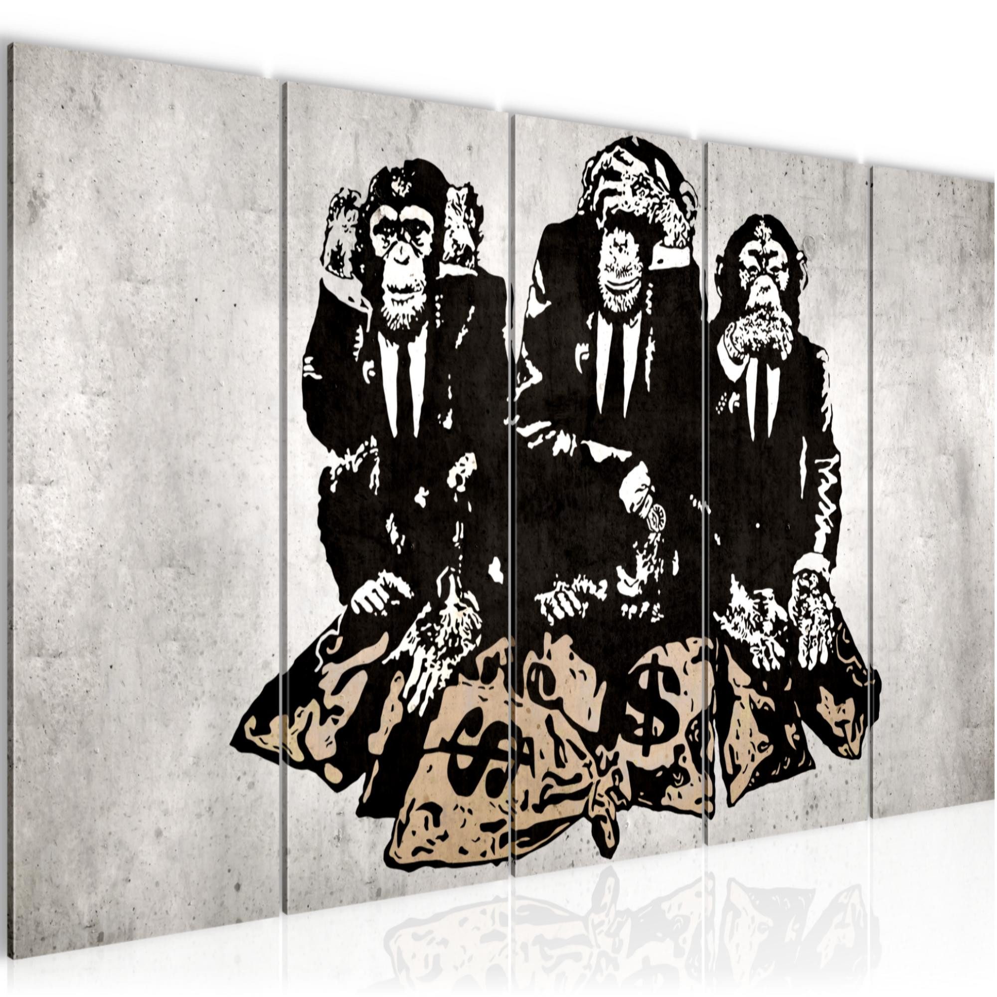 Runa Art Wandbild Banksy Street Art Affen Vlies Leinwand Bild Format 303455b, 200L x 80B cm