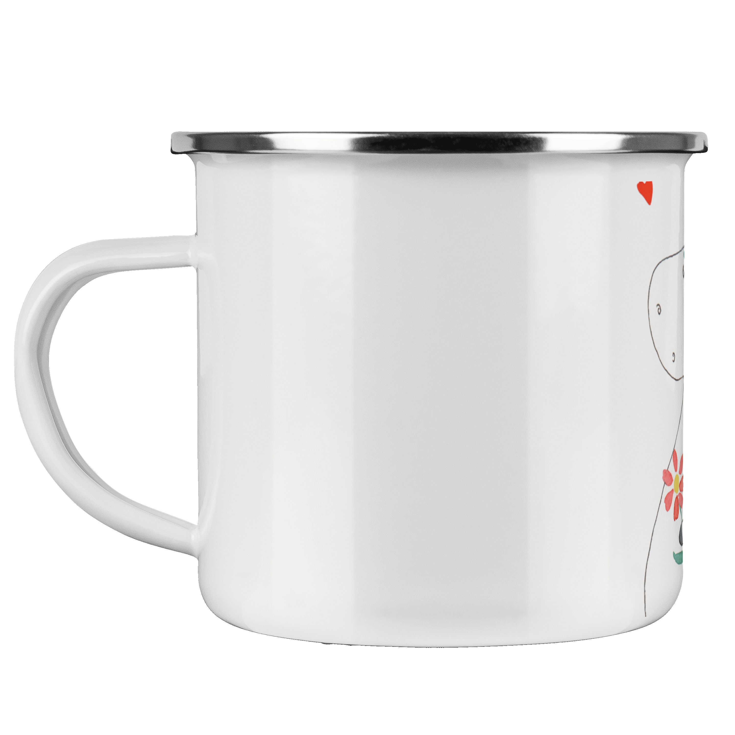 Geschenk, - Camping, & für Motiv, Mr. Spaziergang Weiß Einhorn Panda Emaille - Becher Metalltasse Mrs.