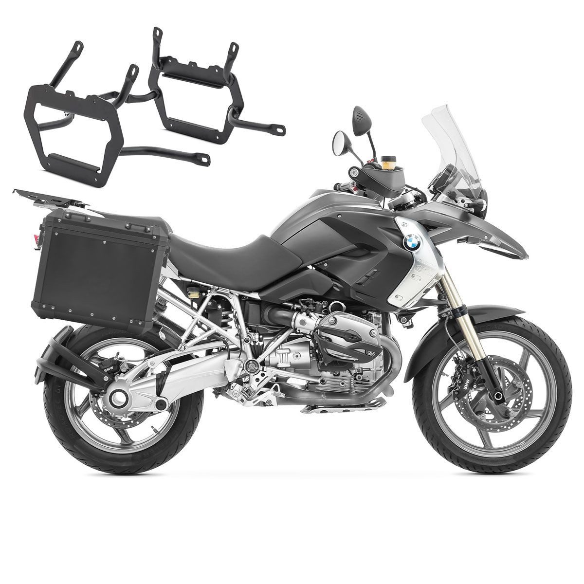Bagtecs Kofferset Set Alukoffer + Kofferträger passend für BMW R 1200 GS 04-12 / Adventu