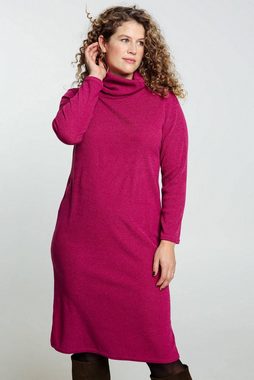 Paprika A-Linien-Kleid Langes, Unifarbenes Pulloverkleid Mit Rollkragen (1-tlg)