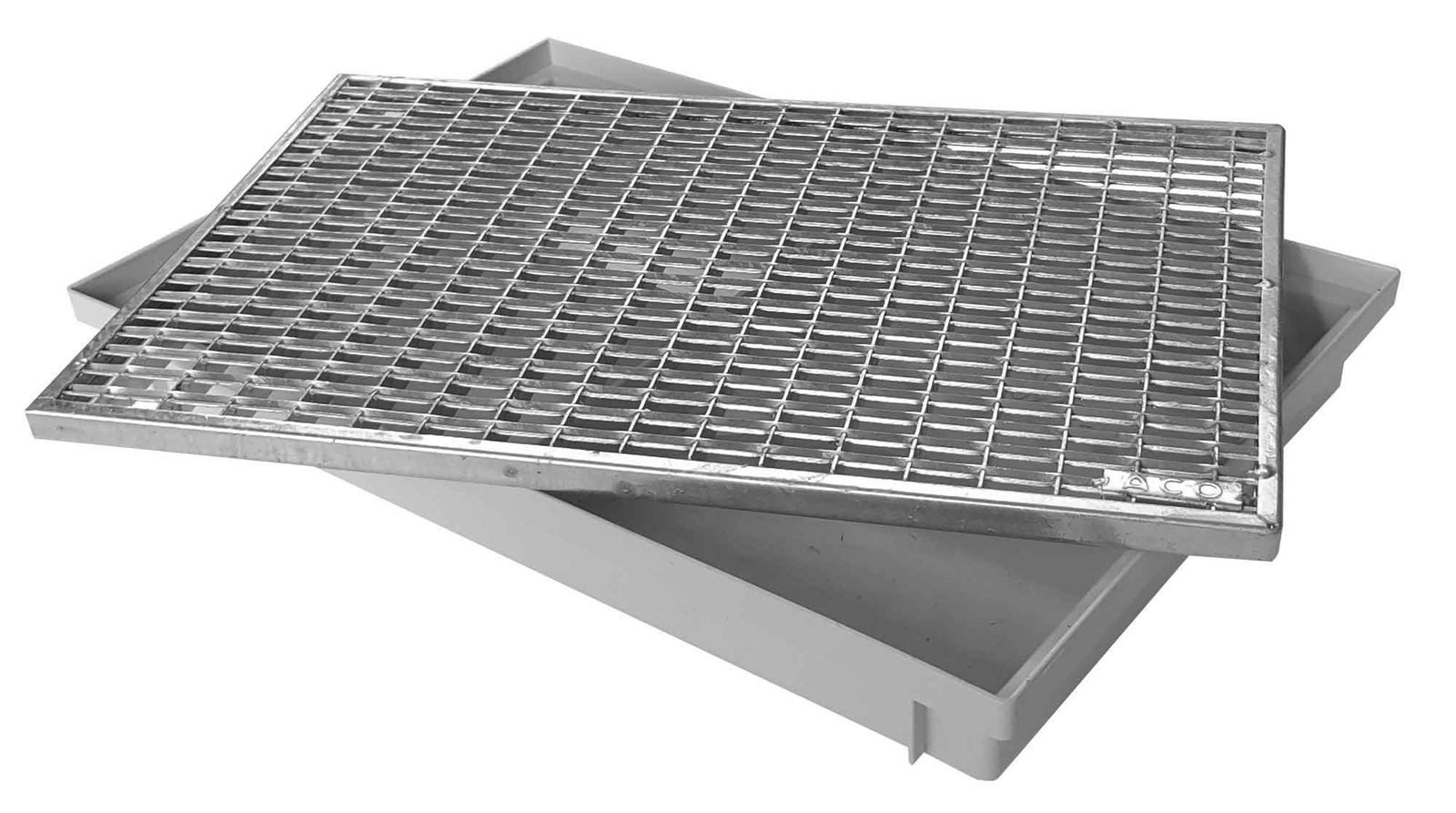 ACO Severin Ahlmann GmbH & Co. KG Fußmatte Schuhabstreifer Maschenrost mit V-Stab + Kunststoff Bodenwanne Vario, rechteckig, Höhe: 75 mm, 600x400mm, einfache Montage für Selbstbau