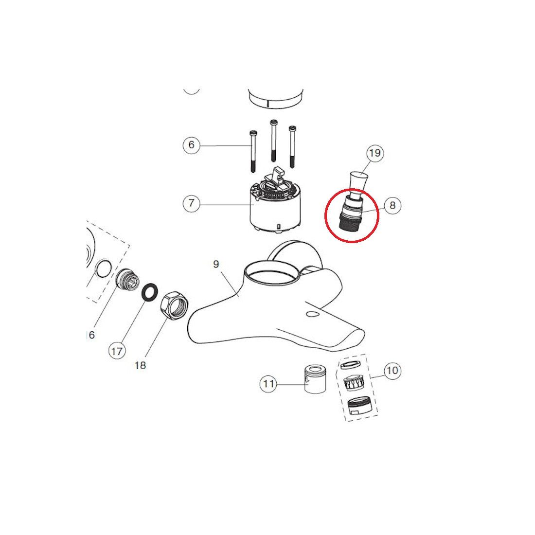 Ideal Standard Badarmatur Standard Umschaltung B960167AA für ACTIVE - CERAPLAN NEW