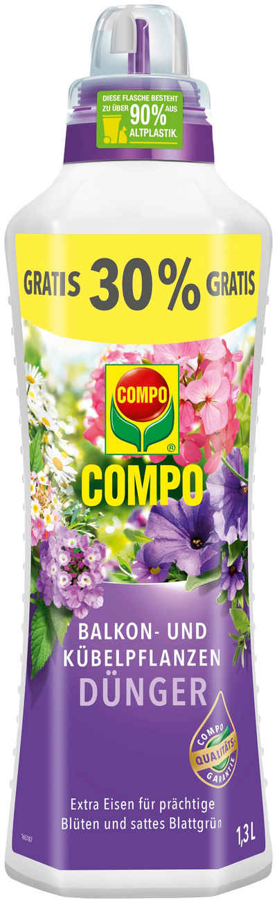 Compo Pflanzendünger, Balkon- und Kübelpflanzendünger 1,3 Liter