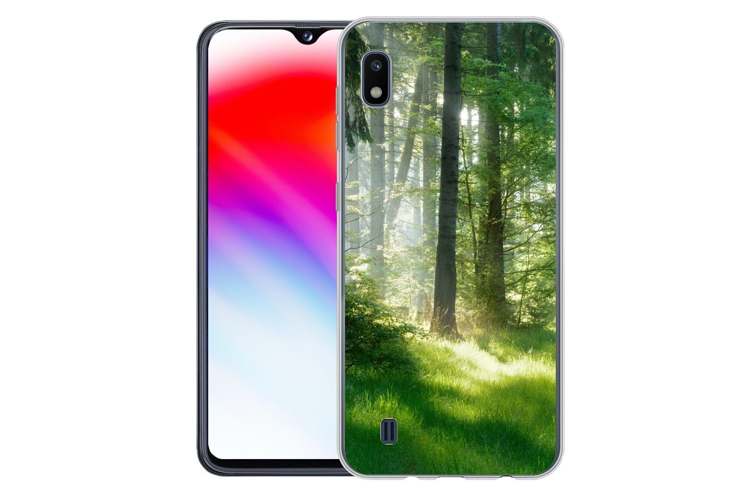 MuchoWow Handyhülle für Samsung Galaxy A10 Natur - Bäume - Wald - Grün - Sonne - Gras - Pf, Smartphone-Bumper, Print, Handy Schutzhülle Dünn