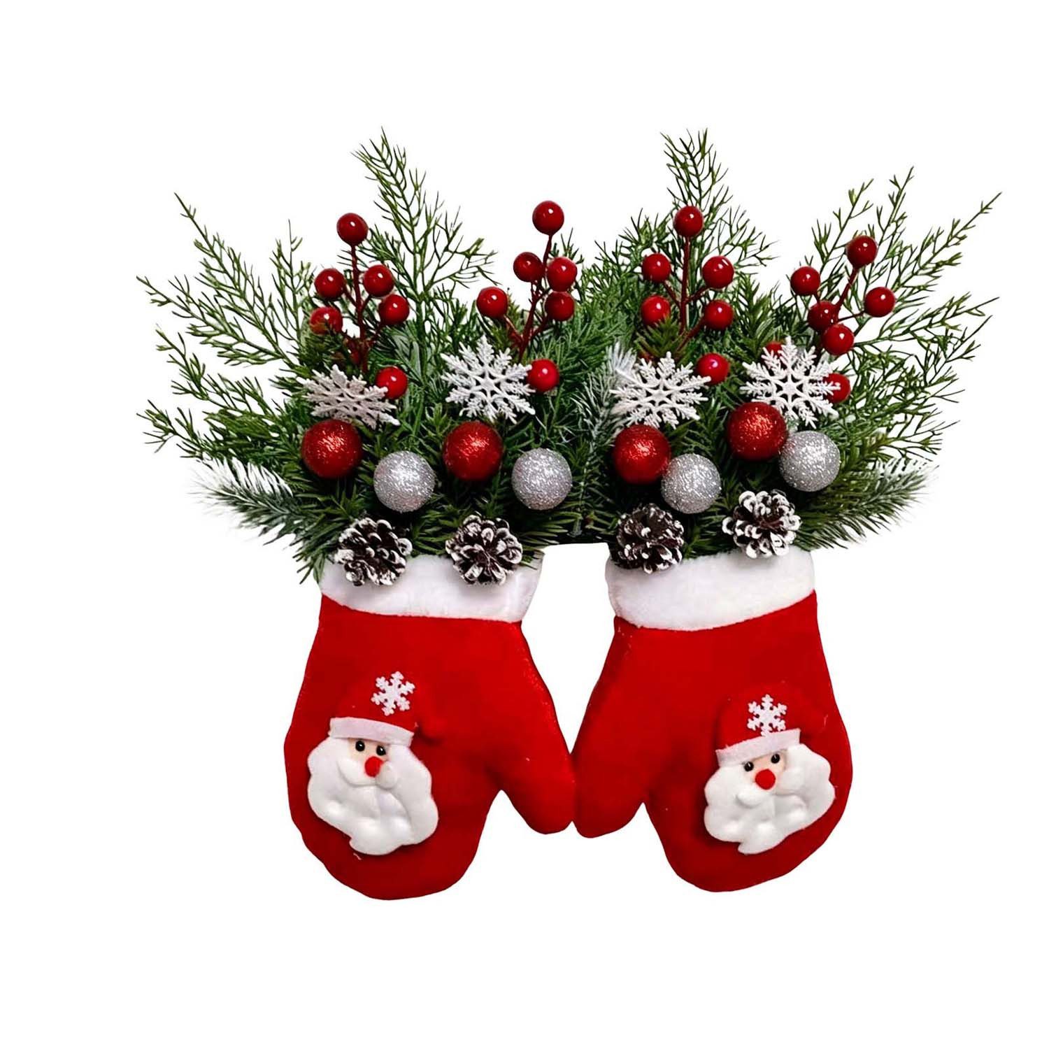 Kunstkranz Türkranz Weihnachten Beleuchtet, Weihnachtshandschuhe Weihnachtskranz, Bomiclss