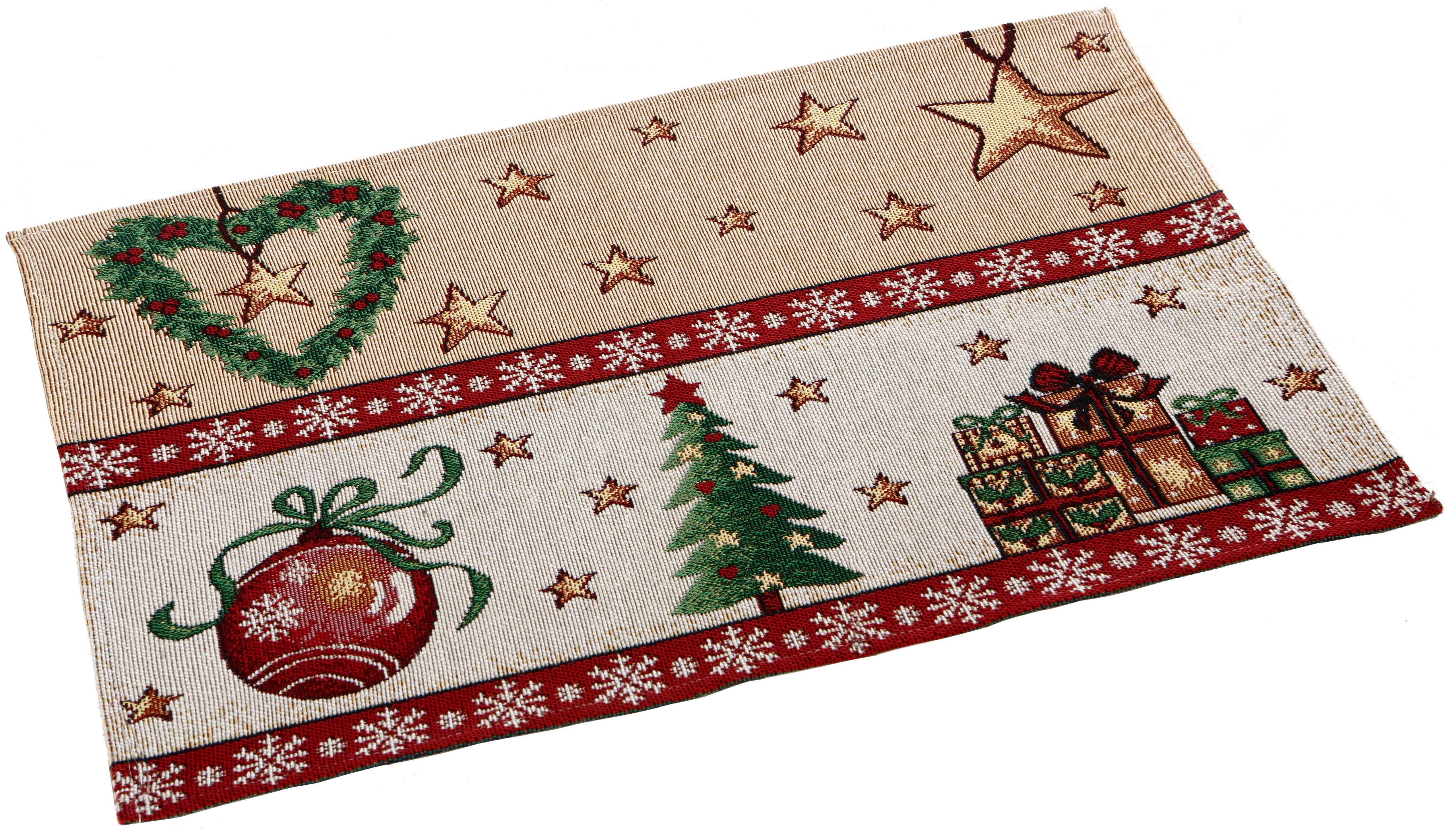 Dreams Platzset Gobelin, Weihnachtsdeko, (Set, 4-St), rechteckig, aus Stoff, waschbar