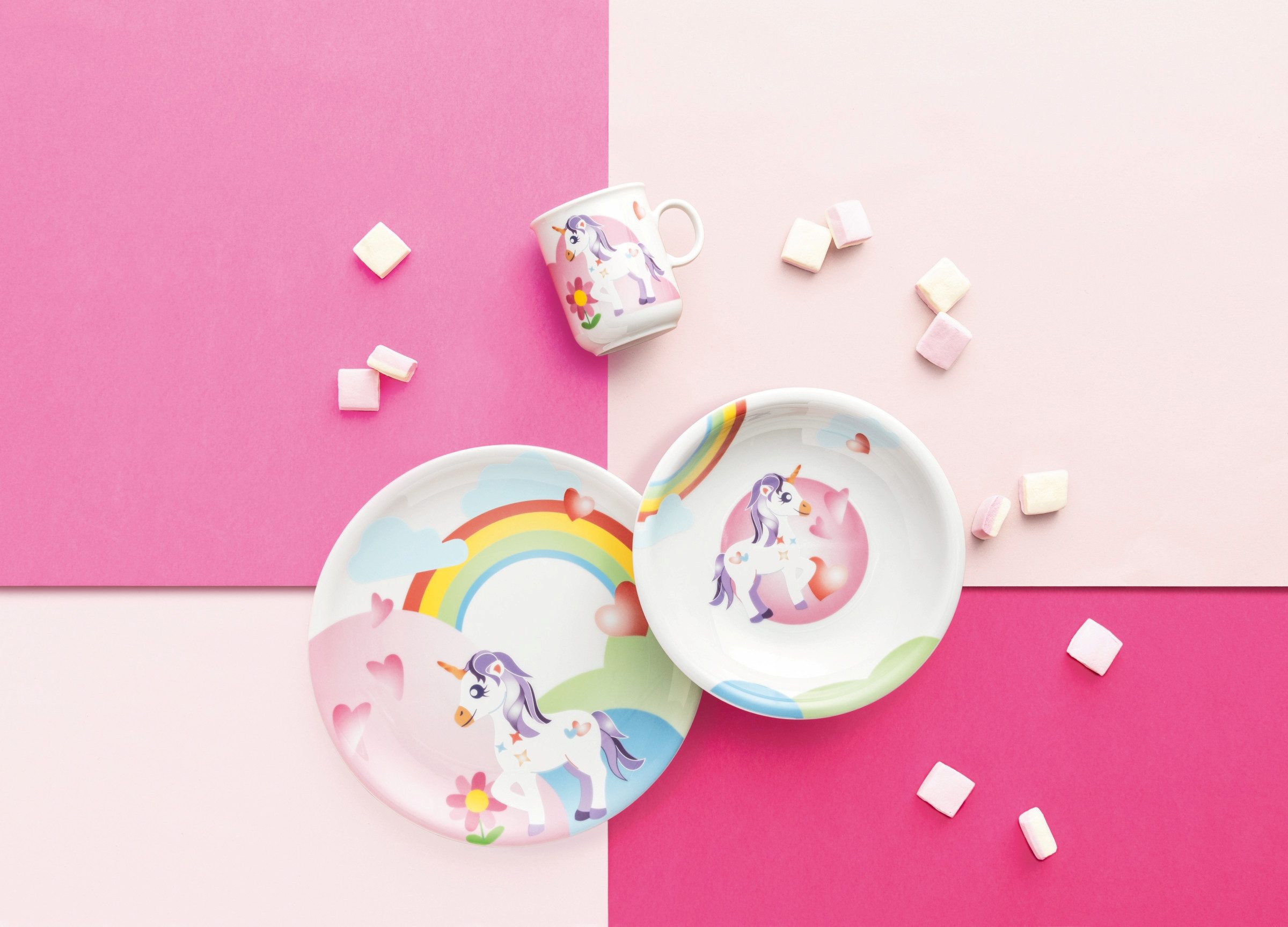 Seltmann Weiden Kindergeschirr-Set Compact Mein kleines Einhorn (3-tlg), 1 Personen, Porzellan, Teller, Schüssel, Becher, Made in Germany, 3 Teile, für 1 Person – Bild 2 von 5