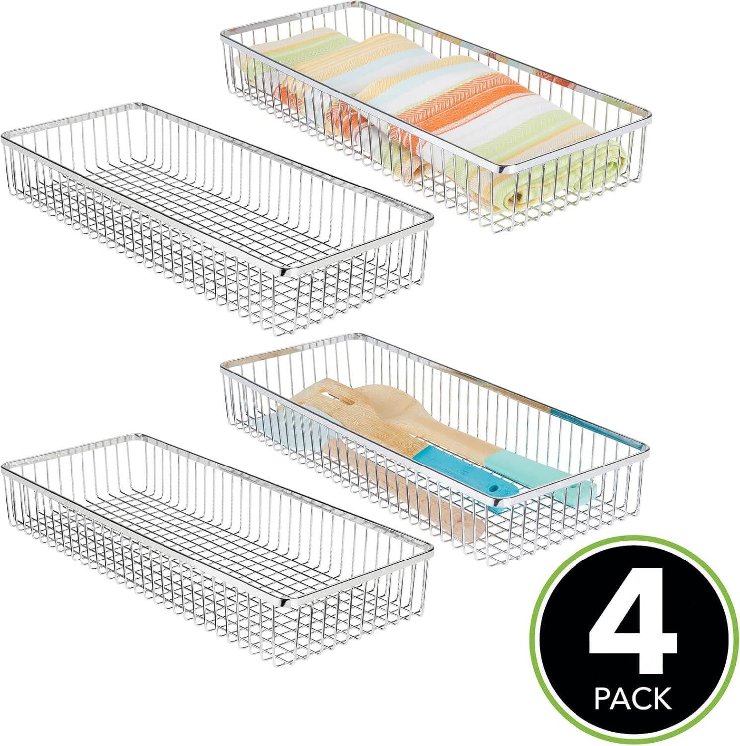 mDesign Aufbewahrungssystem mDesign Schubladenkasten Aufbewahrungskorb Organizer 4er Set Metall
