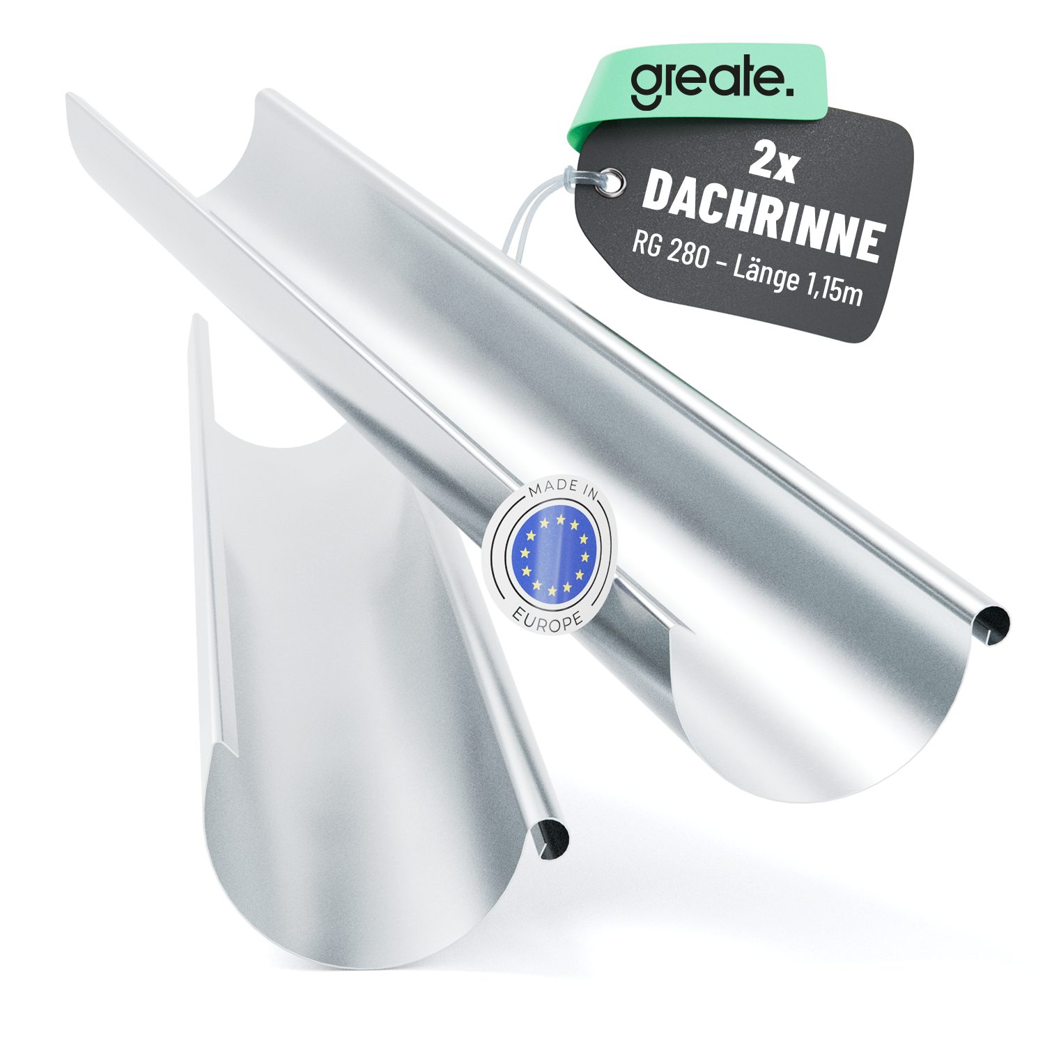 greate. Dachrinne 2x Dachrinne 280 1,15 Meter verzinkt - Regenablauf Rinne - Dachrinnen,hat einen hohen Korrosionsschutz und bietet eine lange Lebensdauer, 2-St.