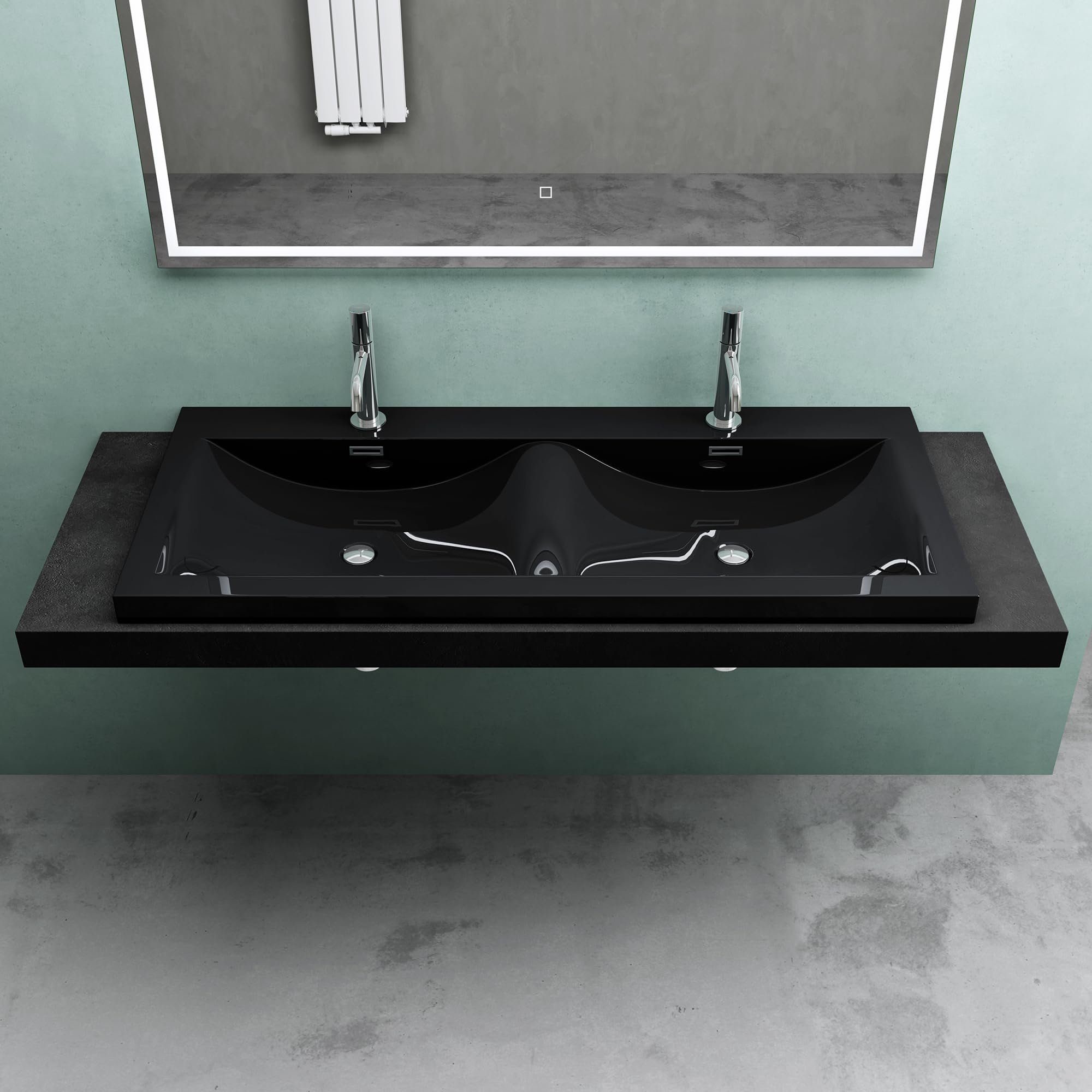 Mai & Mai Einbauwaschbecken Aufsatzwaschbecken 120/140cm Doppelwaschbecken Waschtisch Col03