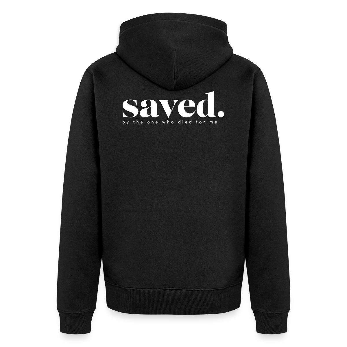 Spreadshirt Sweatjacke Saved By Jesus Gott Religion Christus Christ Kapuzenjacke Herren (1-tlg)