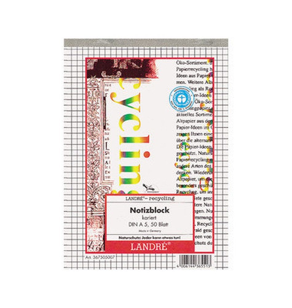 HAMELIN PAPERBRANDS Notizblock LANDRÉ® Notizblock Notizblock Recycling DIN A5 kariert