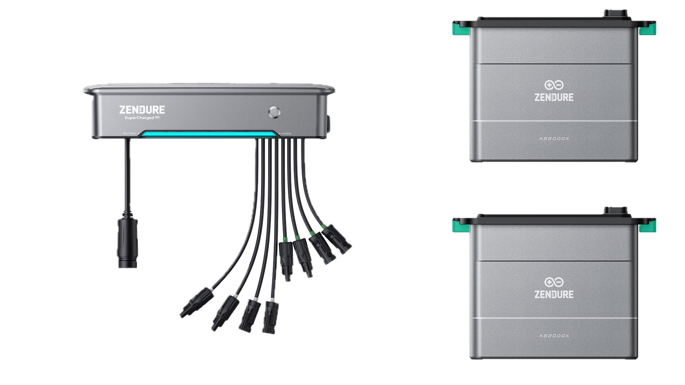 ZENDURE SuperCharged Zendure SolarFlow Bundle Hybrid Inverter Hyper 2000+2 AB2000X Stromspeicher (48 V, 3 St), Bidirektionale Leistung von 1200 W