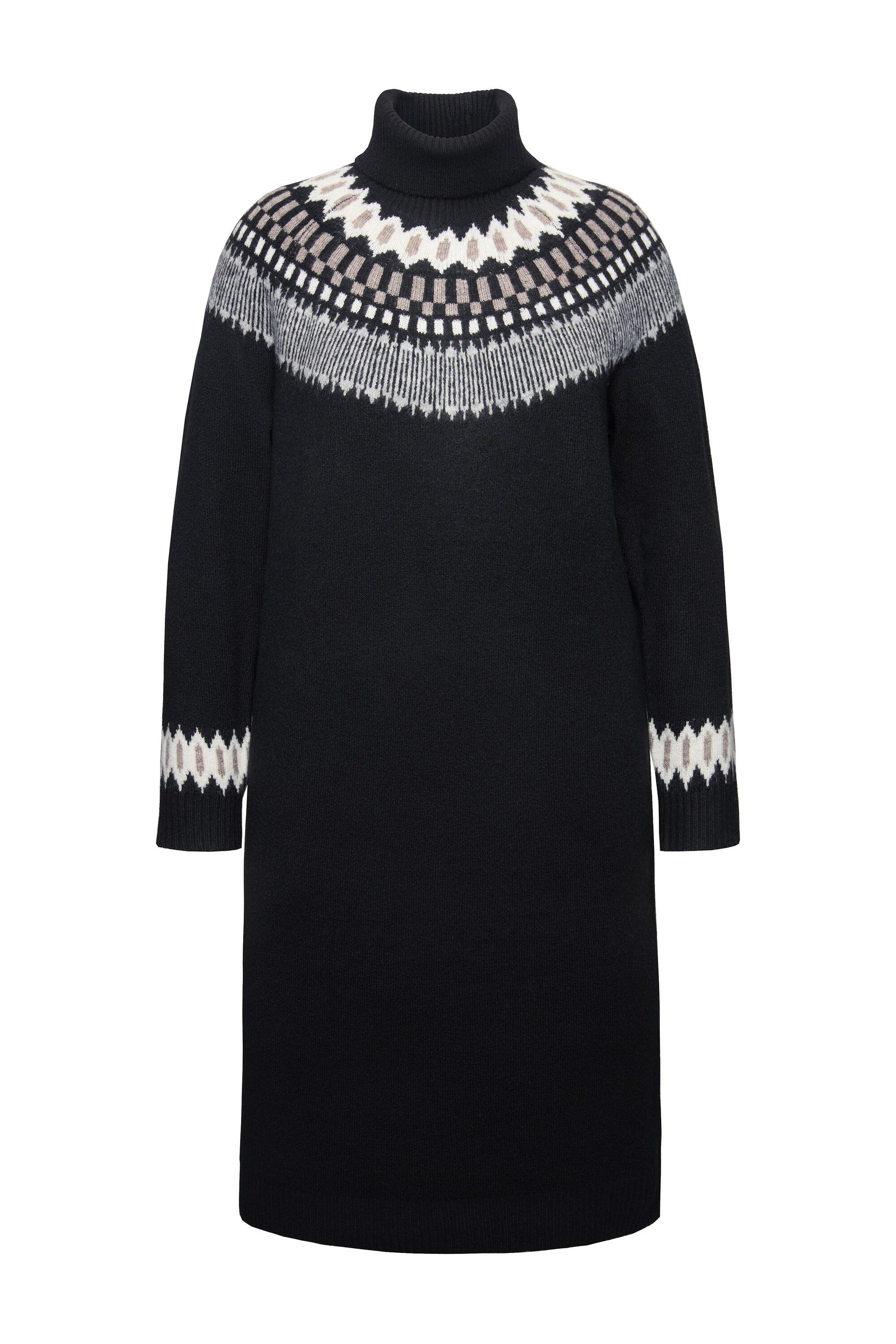 Ulla Popken Strickkleid Strickkleid Norwegermuster Rollkragen günstig online kaufen