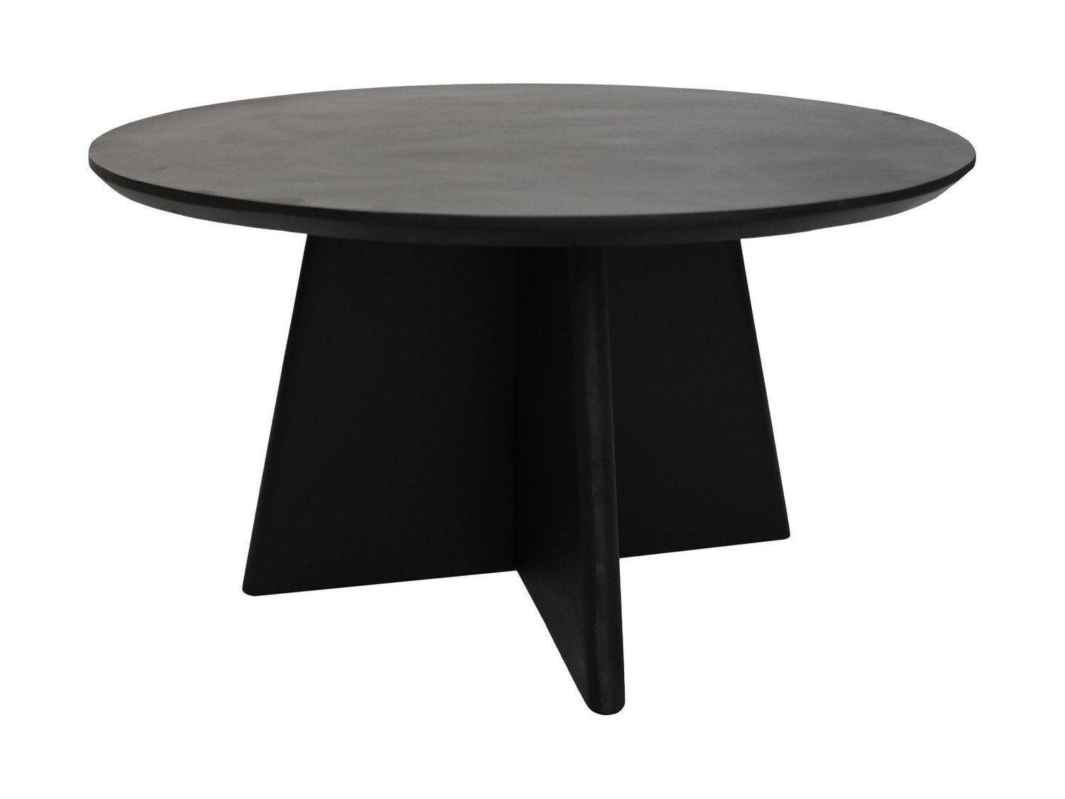 Couchtisch Couchtisch mit Kreuzbein Rund 80x80x45 cm Mangoholz Schwarz