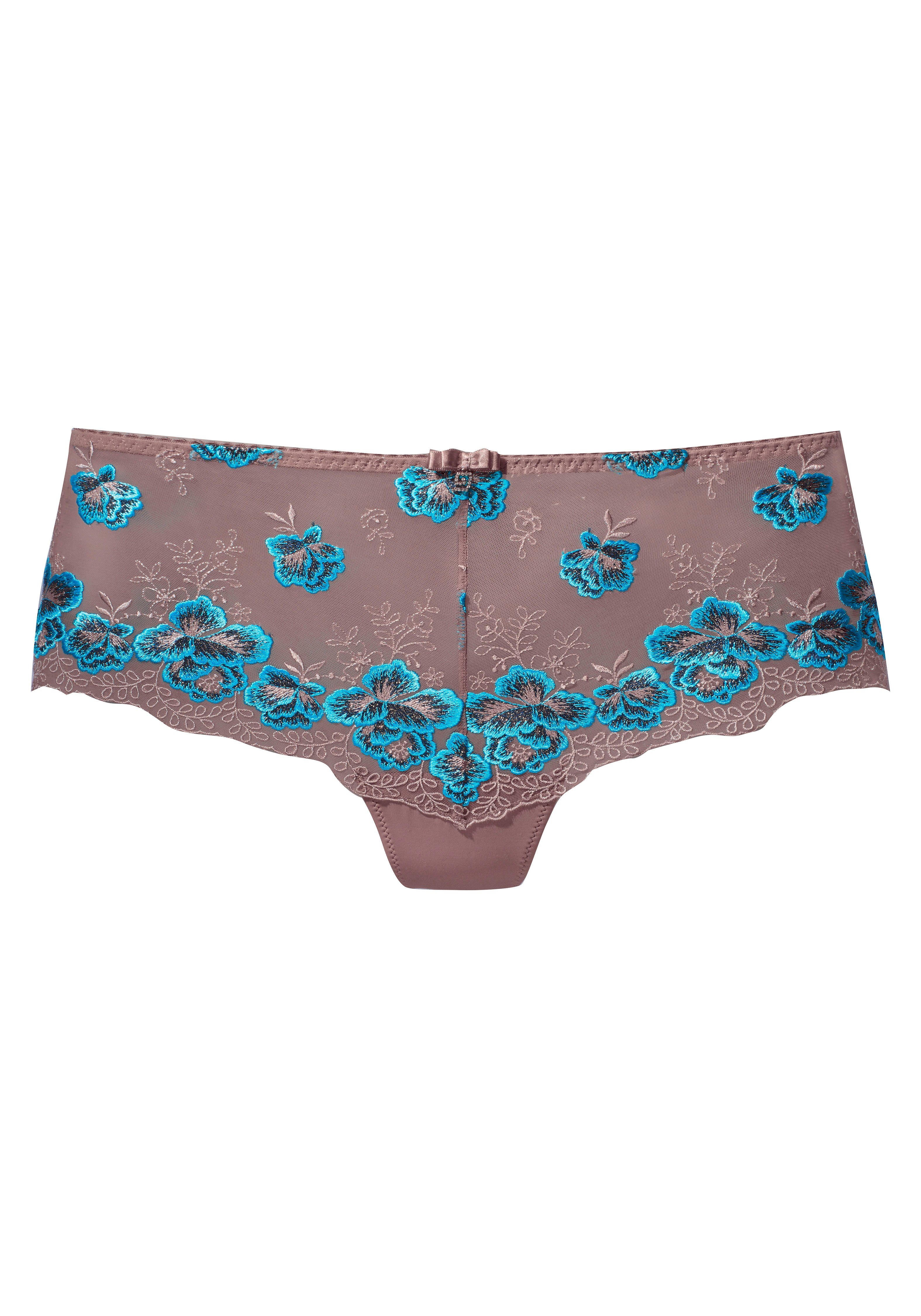 floraler Nuance in Optik Stickereispitze taupe-petrol Panty mit edler