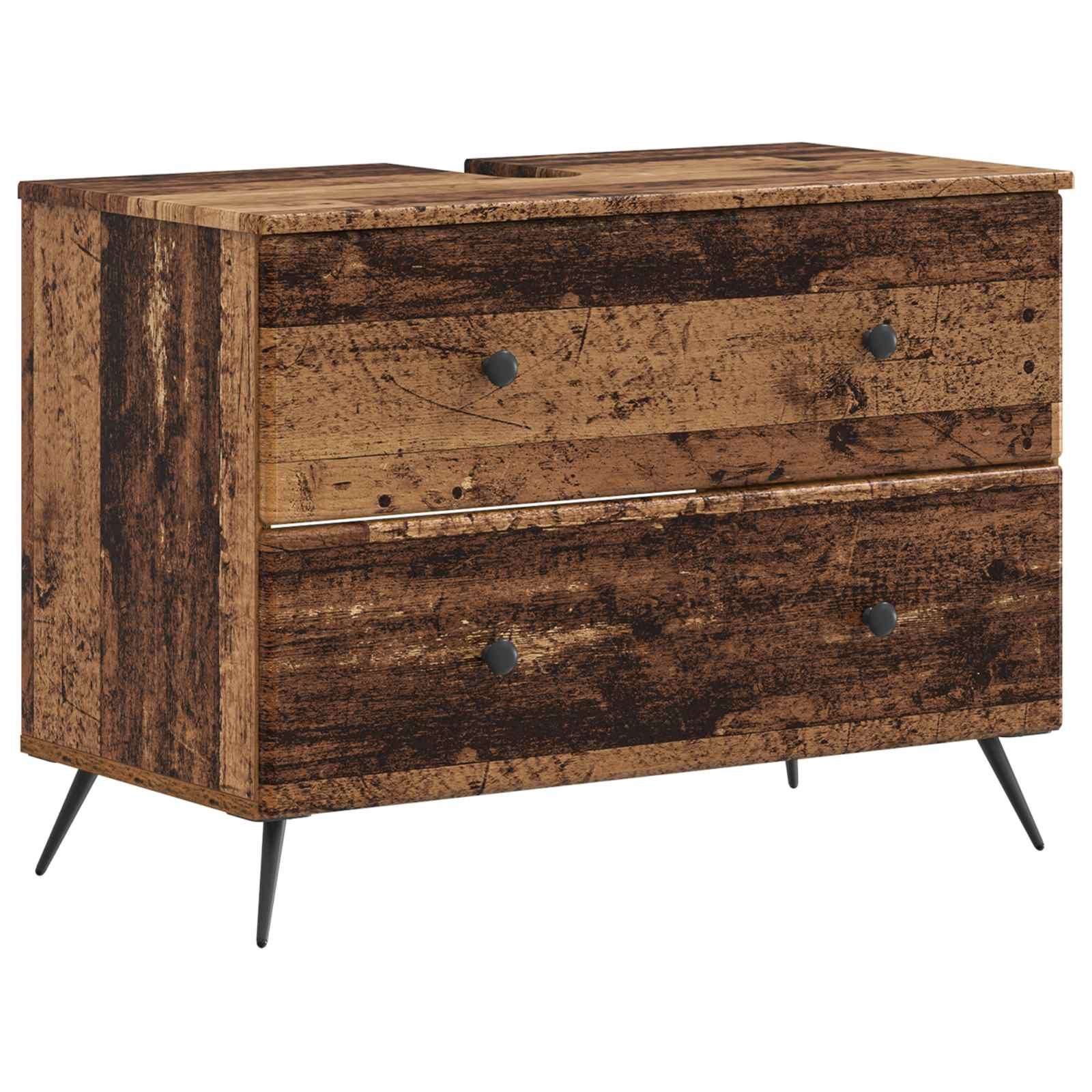 vidaXL Gartenlounge-Set 2-teiliges Badezimmer Schrank Set BREDA Altholz Holzwerkstoff