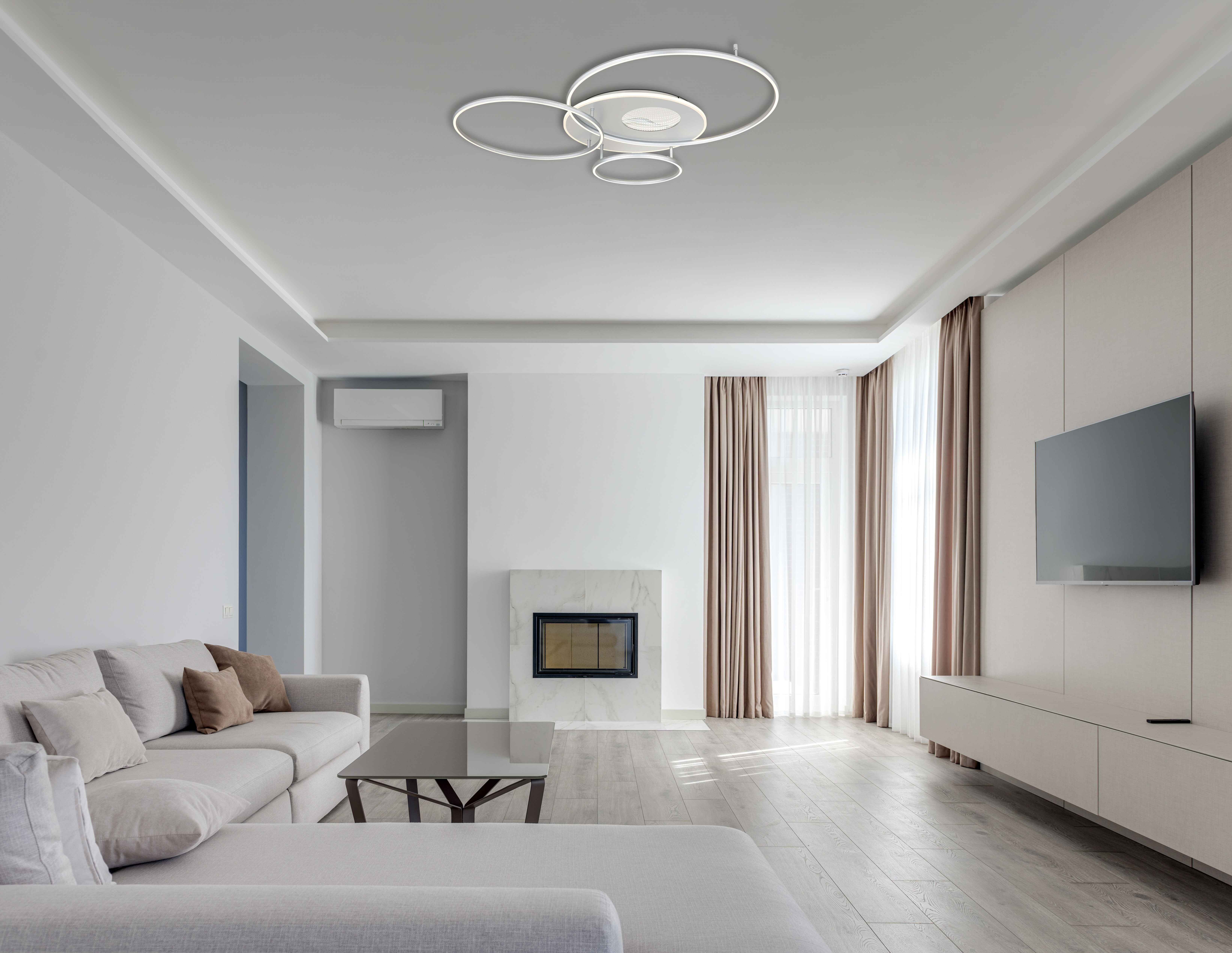 GLOBO LIGHTING Deckenleuchte INVERTINA, Dimmfunktion, Memoryfunktion, Nachtlichtfunktion, Timerfunktion, mehrere Helligkeitsstufen, LED fest integriert, warmweiß - kaltweiß, Deckenlampe Wohnzimmer-Leuchte Schlafzimmer-Leuchte Flur Küche