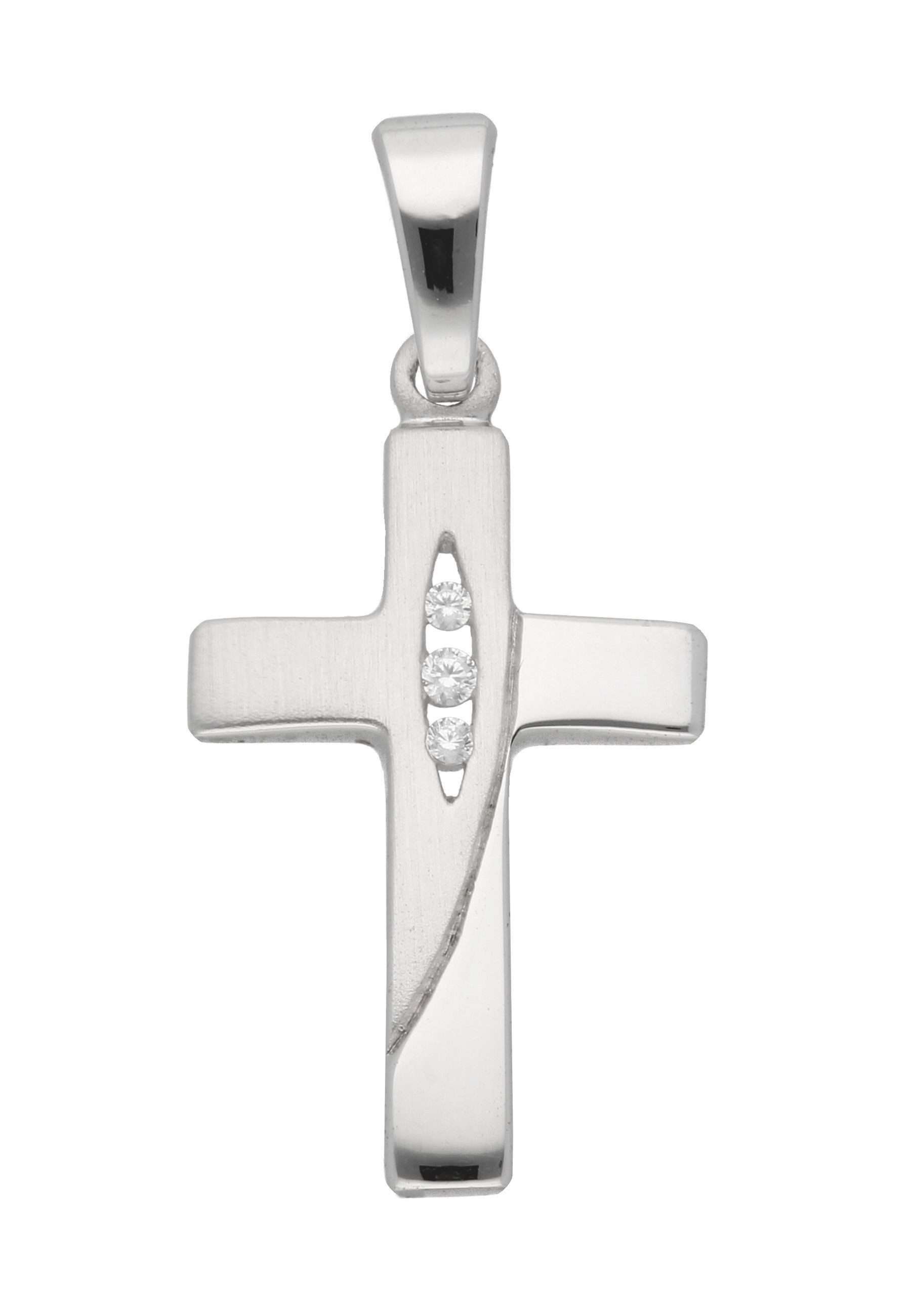 Kreuzanhänger Damen & Herren 925 Silber Kreuz Anhänger mit Zirkonia