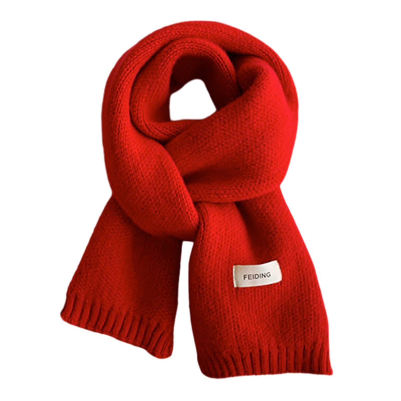 Blusmart Schal Roter Schal Aus Gestrickter Wolle Für Den Winter, Wärmender