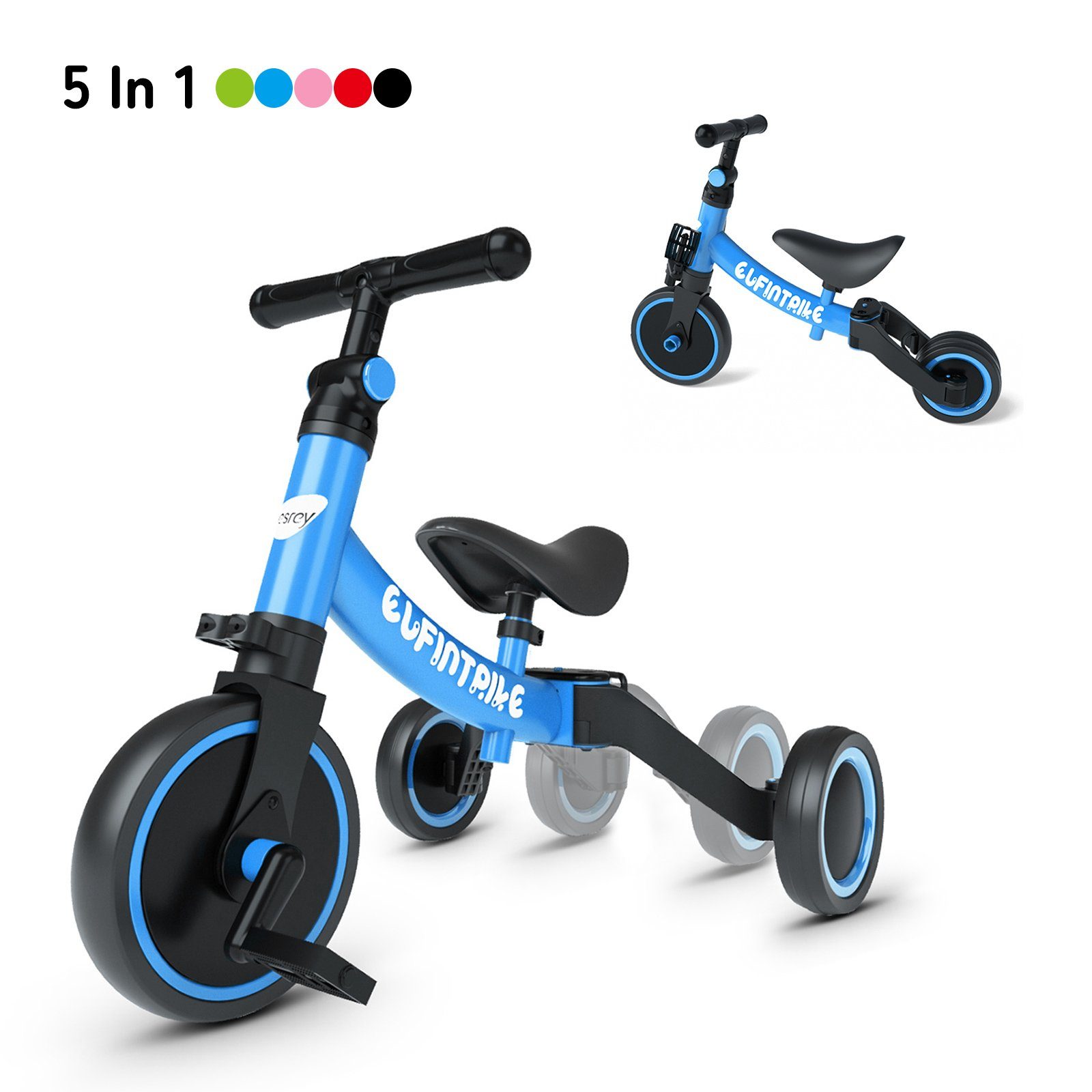 besrey Dreirad 5-in-1 Dreirad Laufrad Kinder Fahrrad Kinderlaufrad