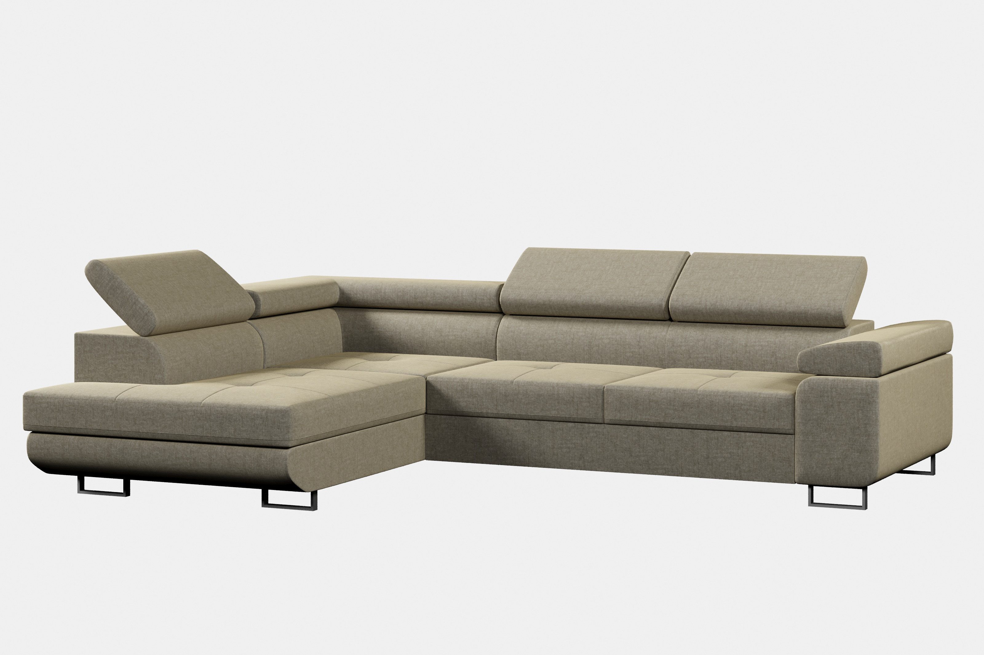 MOEBLO Ecksofa BUZZ L, mit Schlaffunktion, mit Bettkasten Funktionalität Polsterecke, Modulares Sofa Hochwertige Materialien, (BxHxT): 275x90x202cm