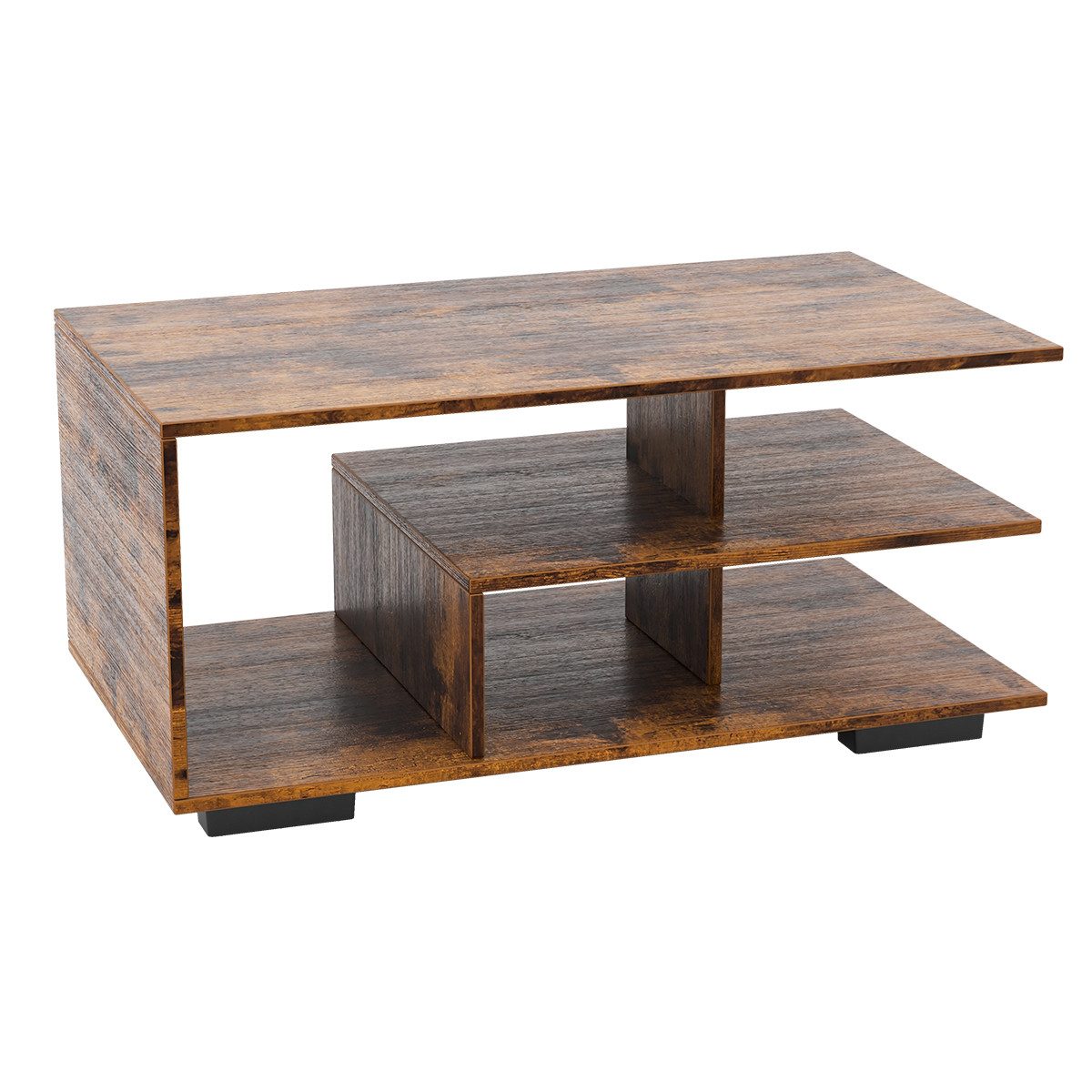 COSTWAY Couchtisch, mit Stauraum, geometrisches Design, 90 x 50 x 42 cm