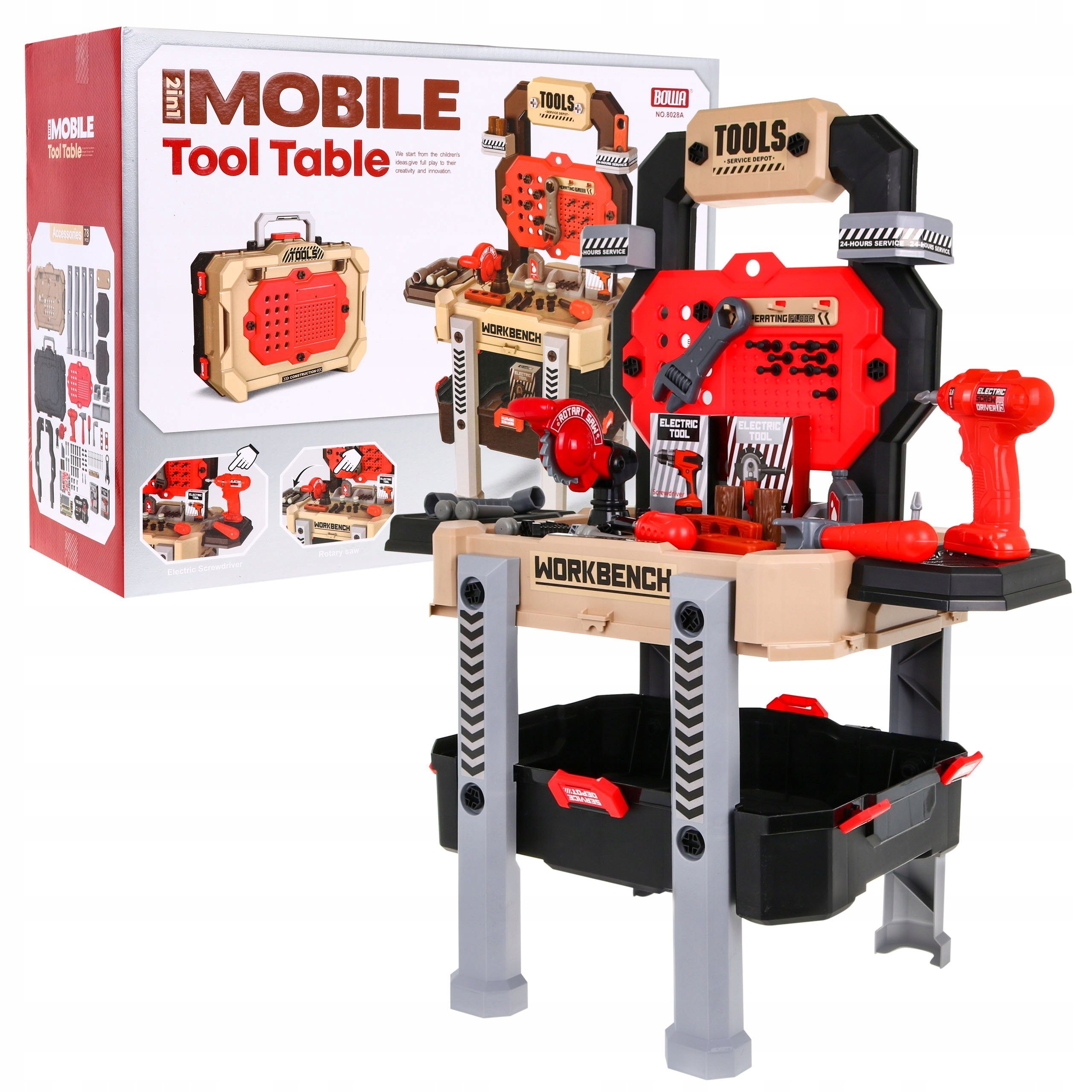 COIL Spielwerkzeugkoffer Kleinkind-Werkzeugbank-Set, Kinder-Werkzeug-Set, (78-tlg), für Jungen und Mädchen im Alter von 3–5 Jahren