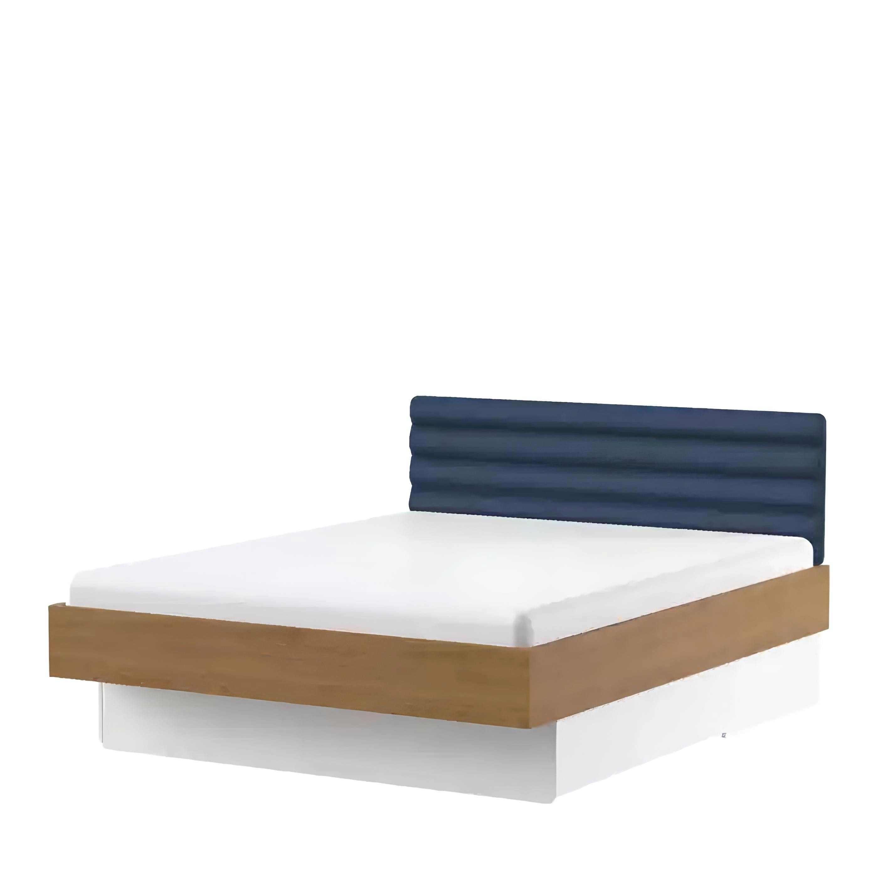 Bett Luxuriöses Doppelbett mit gepolstertem Kopfteil für Schlafzimmer in